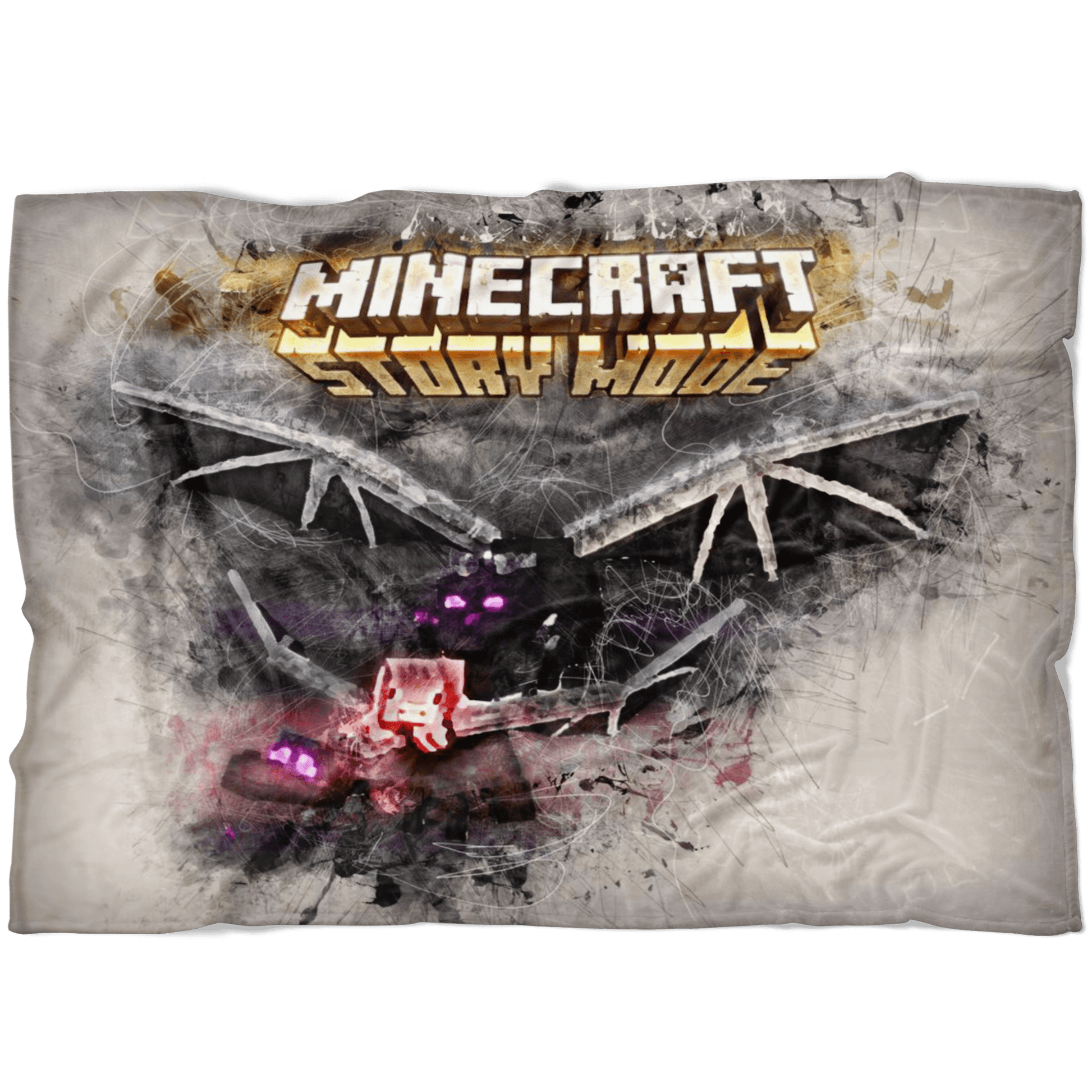Minecraft Fleece Blanket Ender Dragon Grunge Grey Blanket - Lusy Store