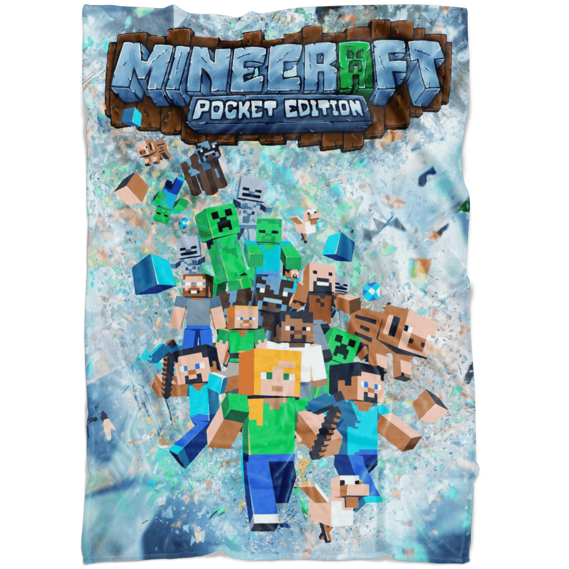 Minecraft Fleece Blanket Fragment Blue Blanket - Lusy Store
