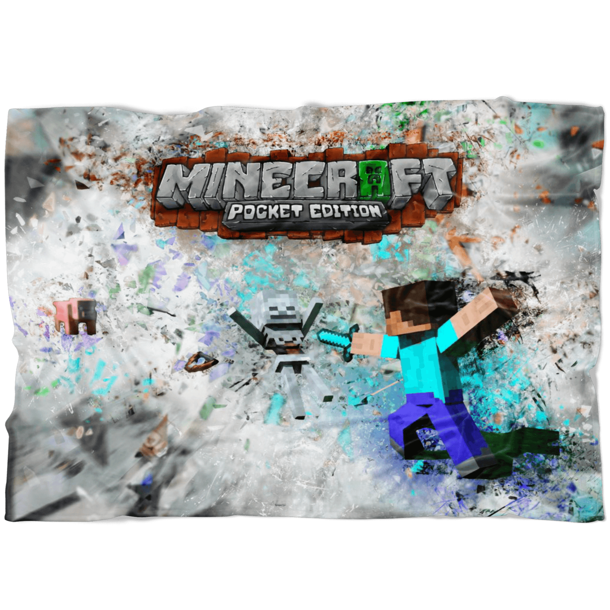 Minecraft Fleece Blanket Fragment Grey Blanket - Lusy Store