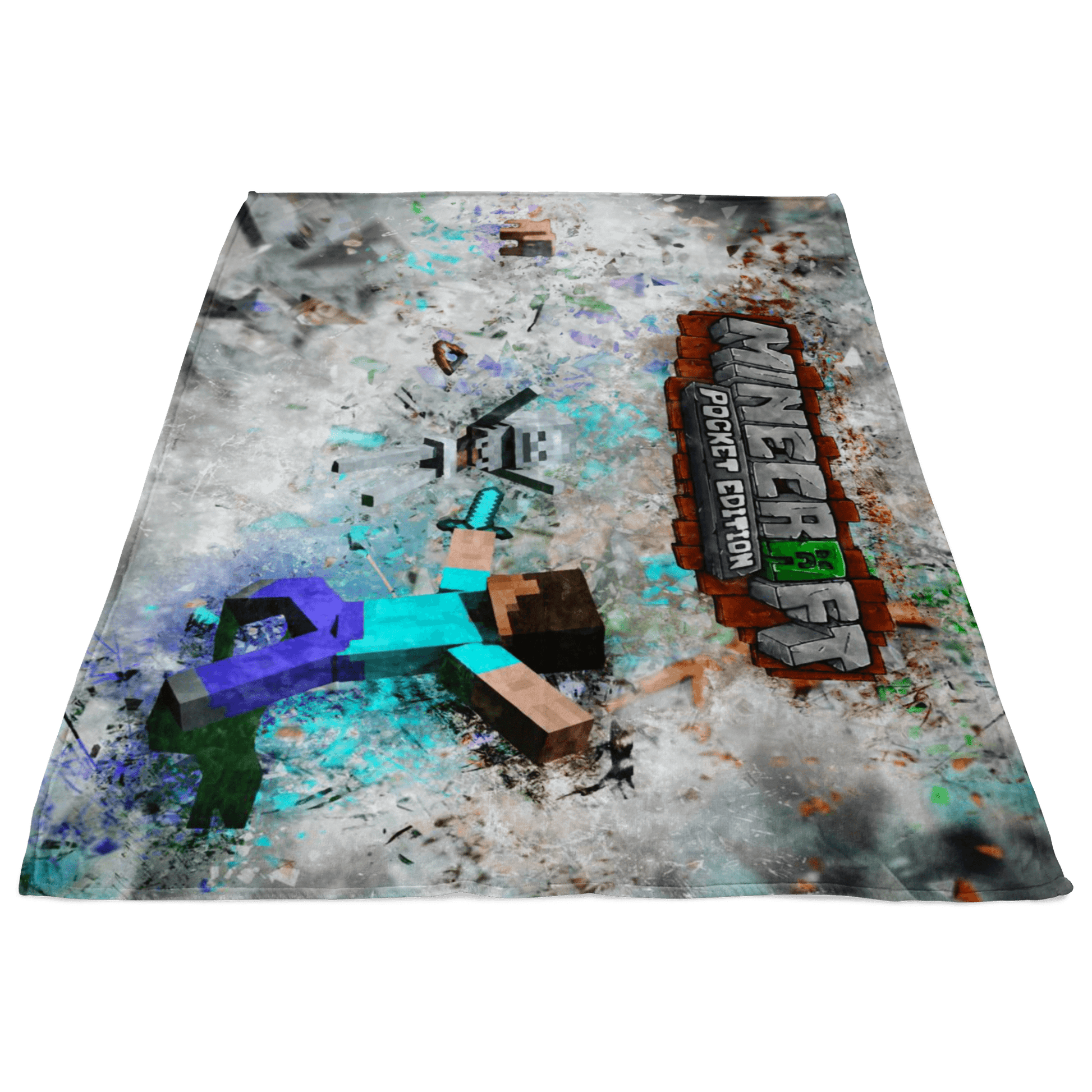 Minecraft Fleece Blanket Fragment Grey Blanket - Lusy Store