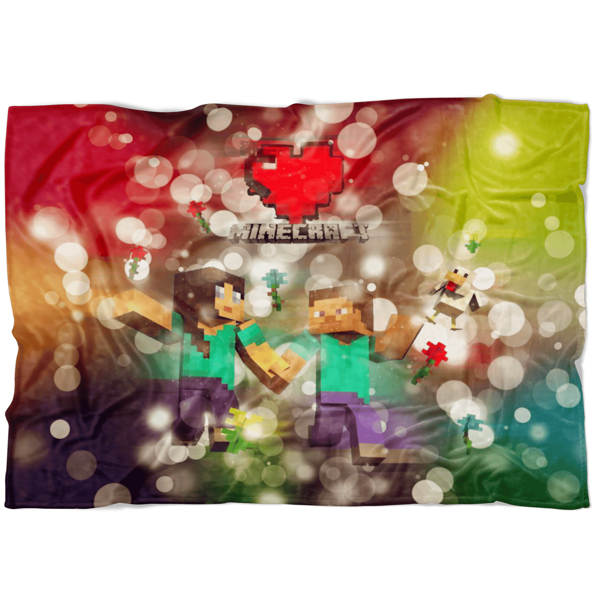 Minecraft Fleece Blanket Minecraft Love Hoildays Bokeh Colorful Blanket - Lusy Store