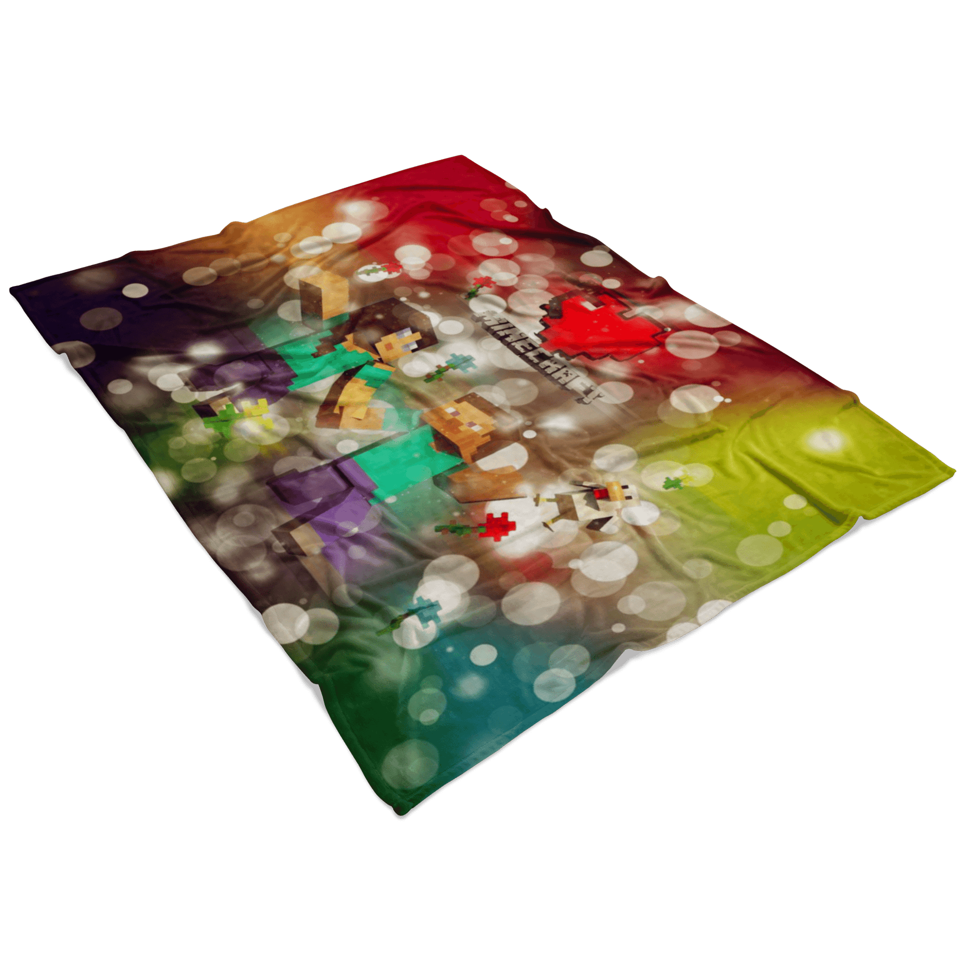 Minecraft Fleece Blanket Minecraft Love Hoildays Bokeh Colorful Blanket - Lusy Store