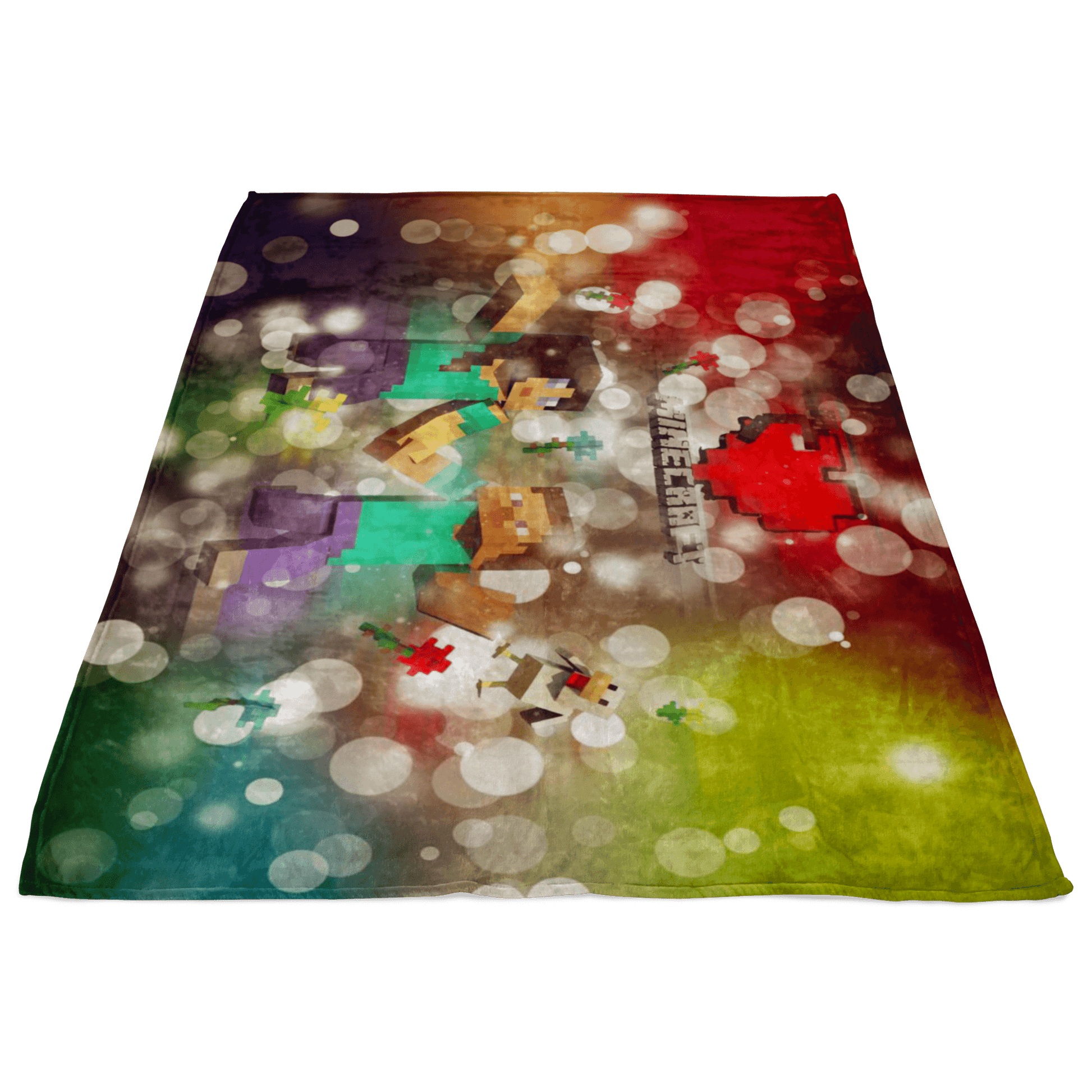 Minecraft Fleece Blanket Minecraft Love Hoildays Bokeh Colorful Blanket - Lusy Store