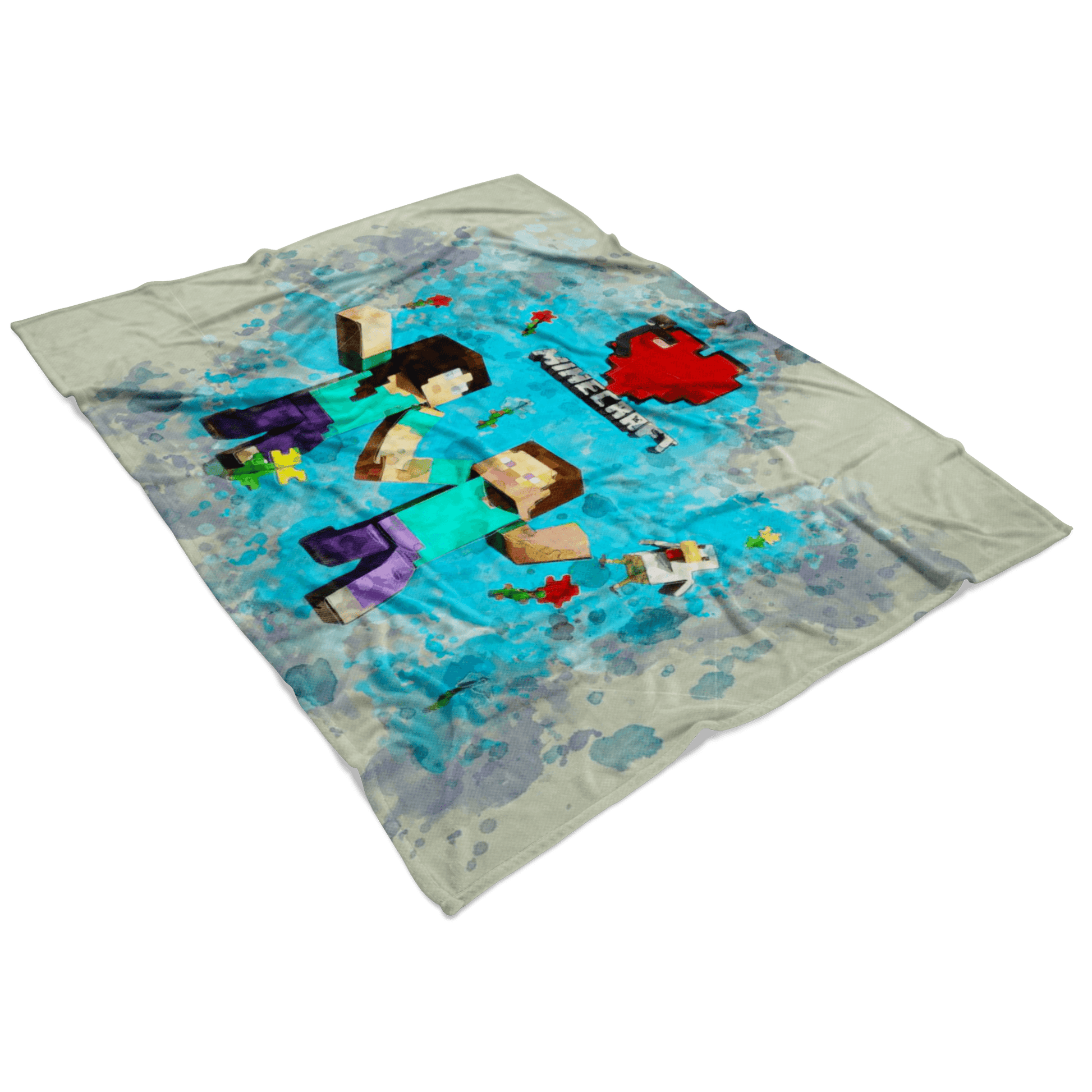 Minecraft Fleece Blanket Minecraft Love Mix Art Grey Blanket - Lusy Store