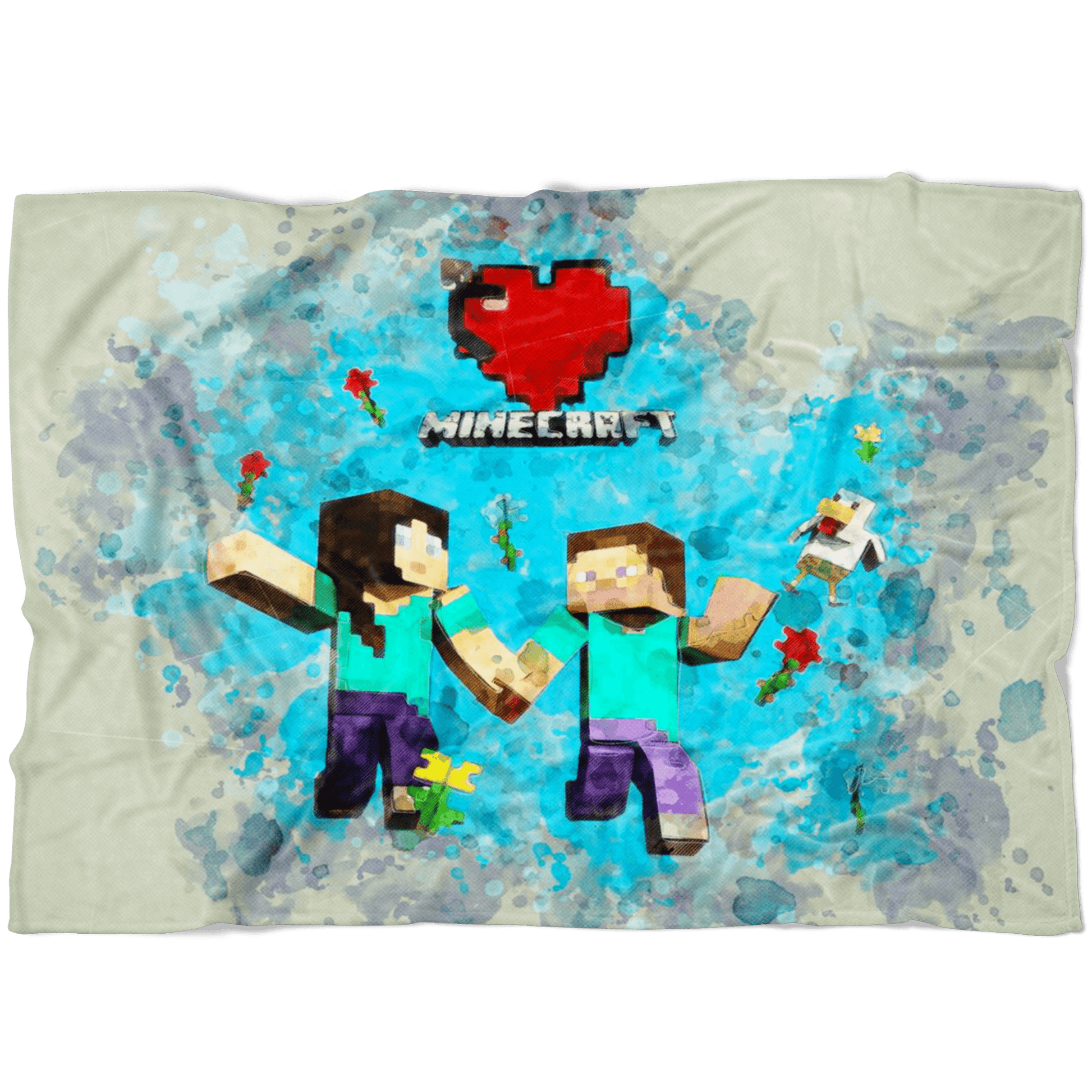 Minecraft Fleece Blanket Minecraft Love Mix Art Grey Blanket - Lusy Store