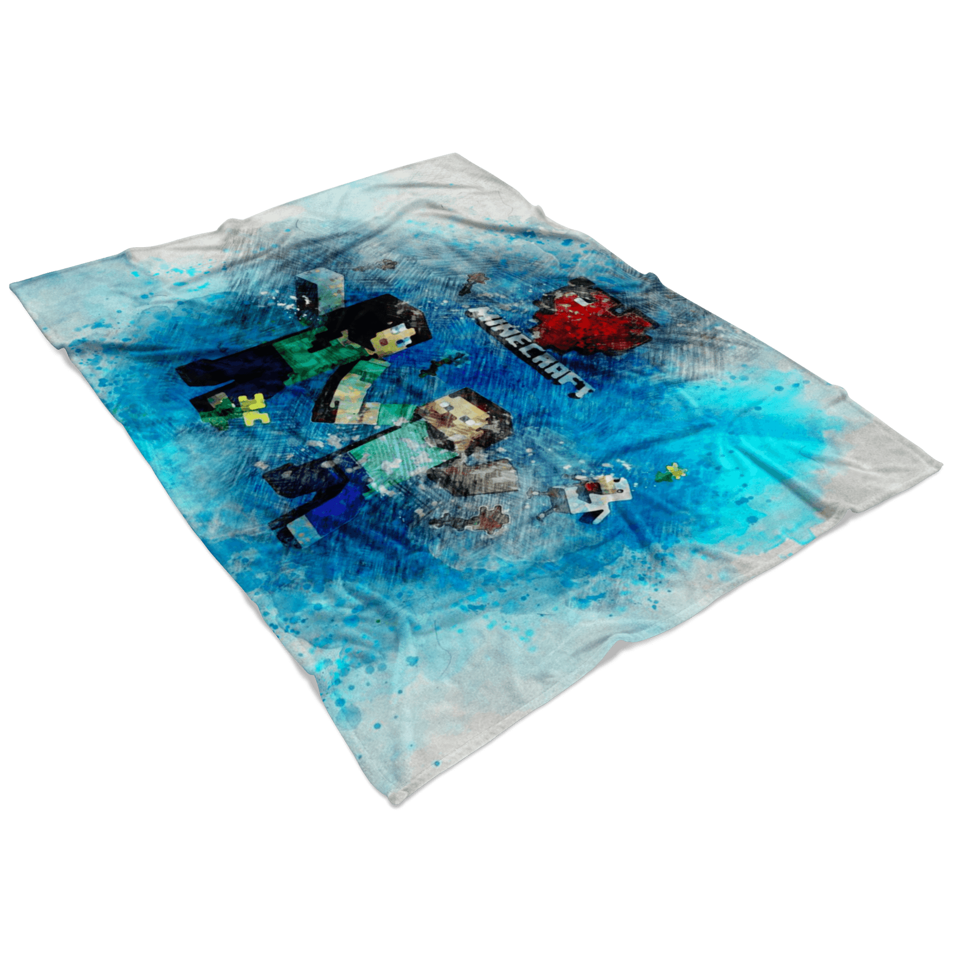 Minecraft Fleece Blanket Minecraft Love Pencil Watercolor White Blanket - Lusy Store
