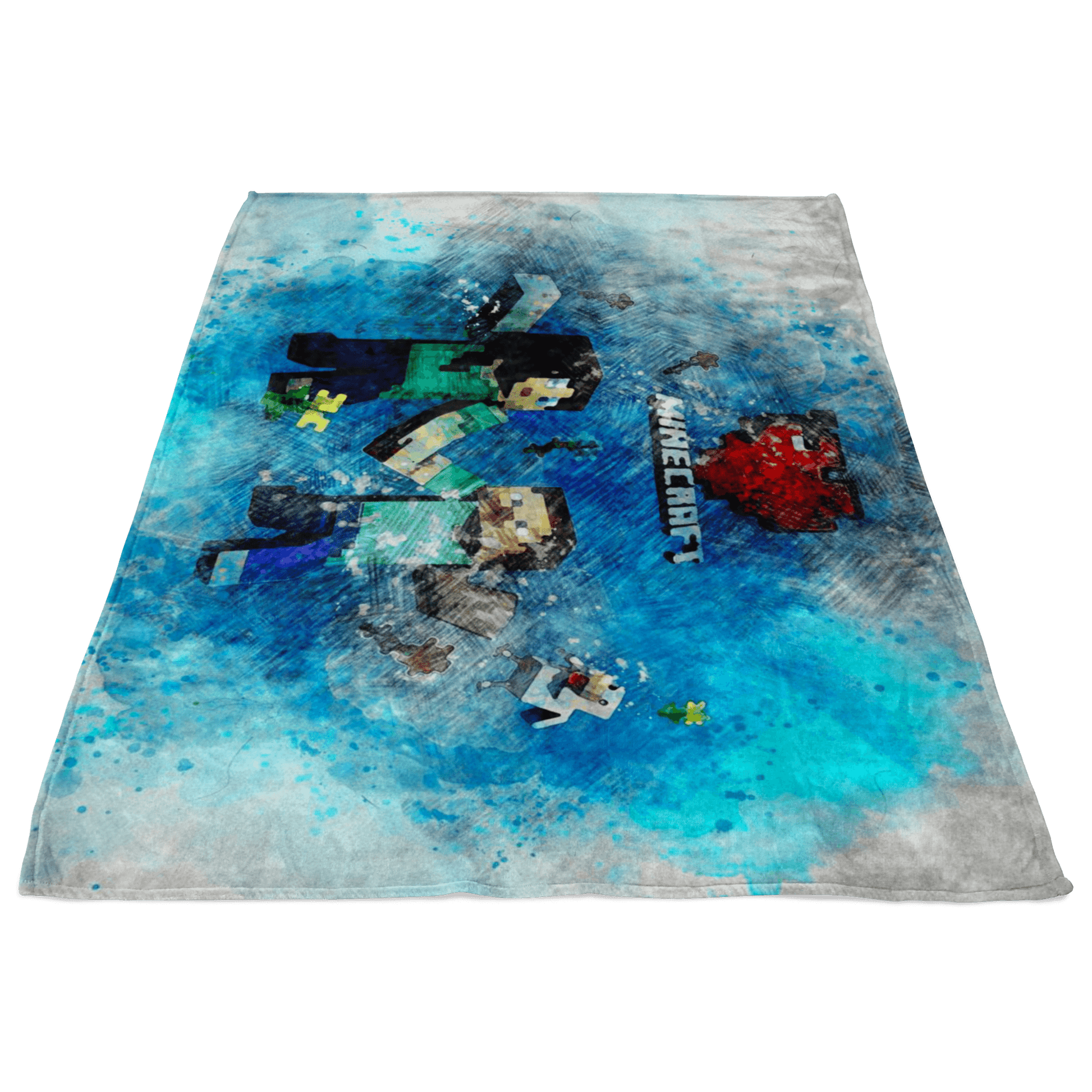 Minecraft Fleece Blanket Minecraft Love Pencil Watercolor White Blanket - Lusy Store