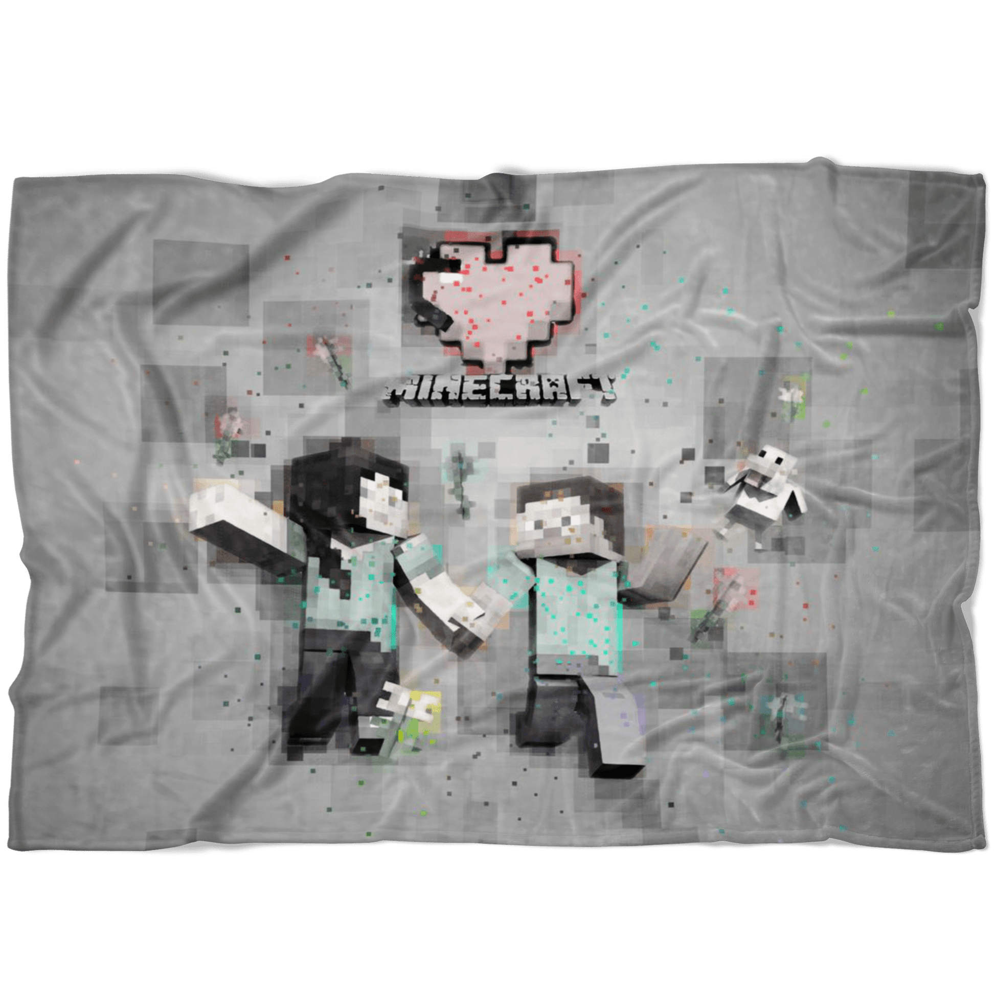 Minecraft Fleece Blanket Minecraft Love Pixels Grey Blanket - Lusy Store