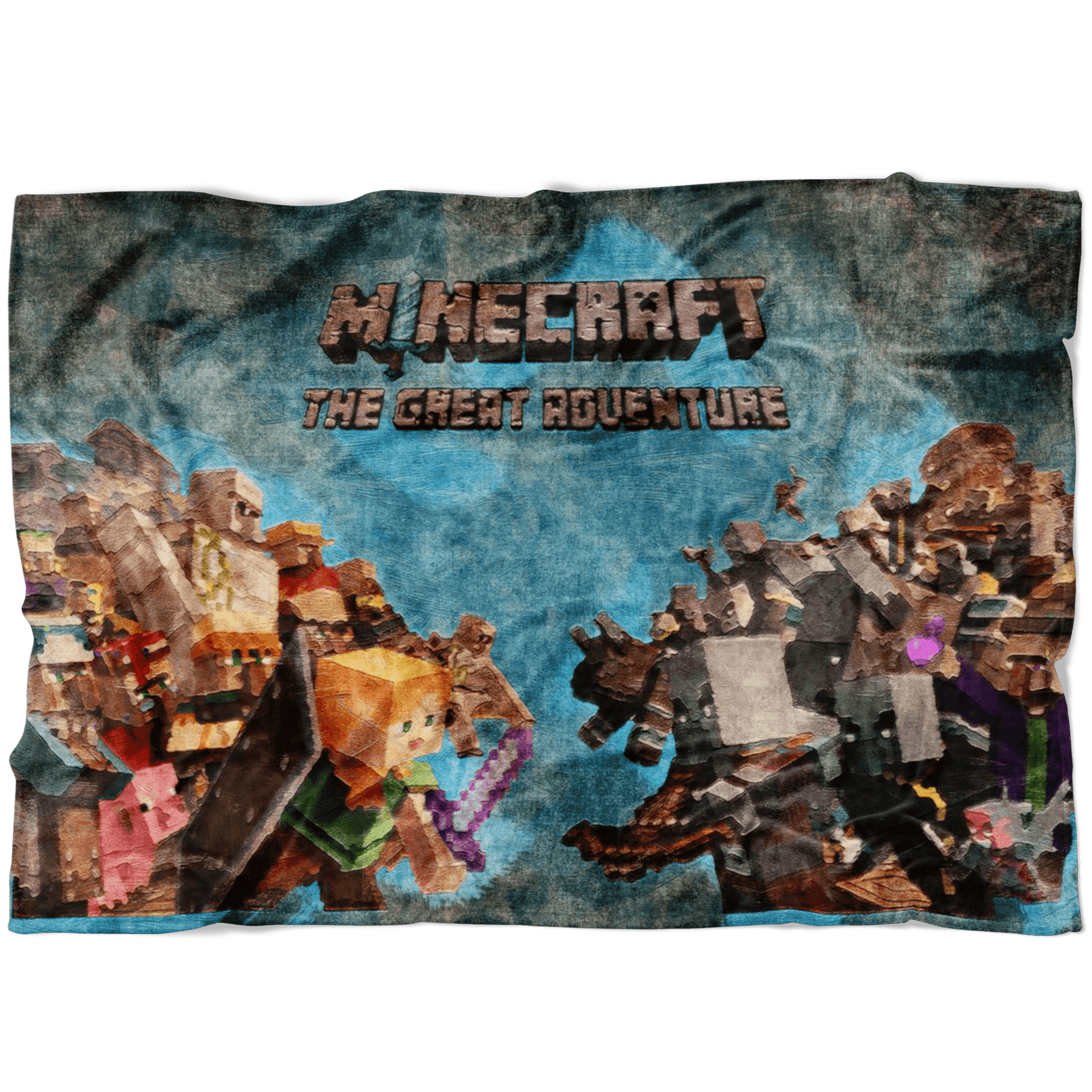 Minecraft Fleece Blanket Minecraft War Oil Painting Blue Blanket - Lusy Store