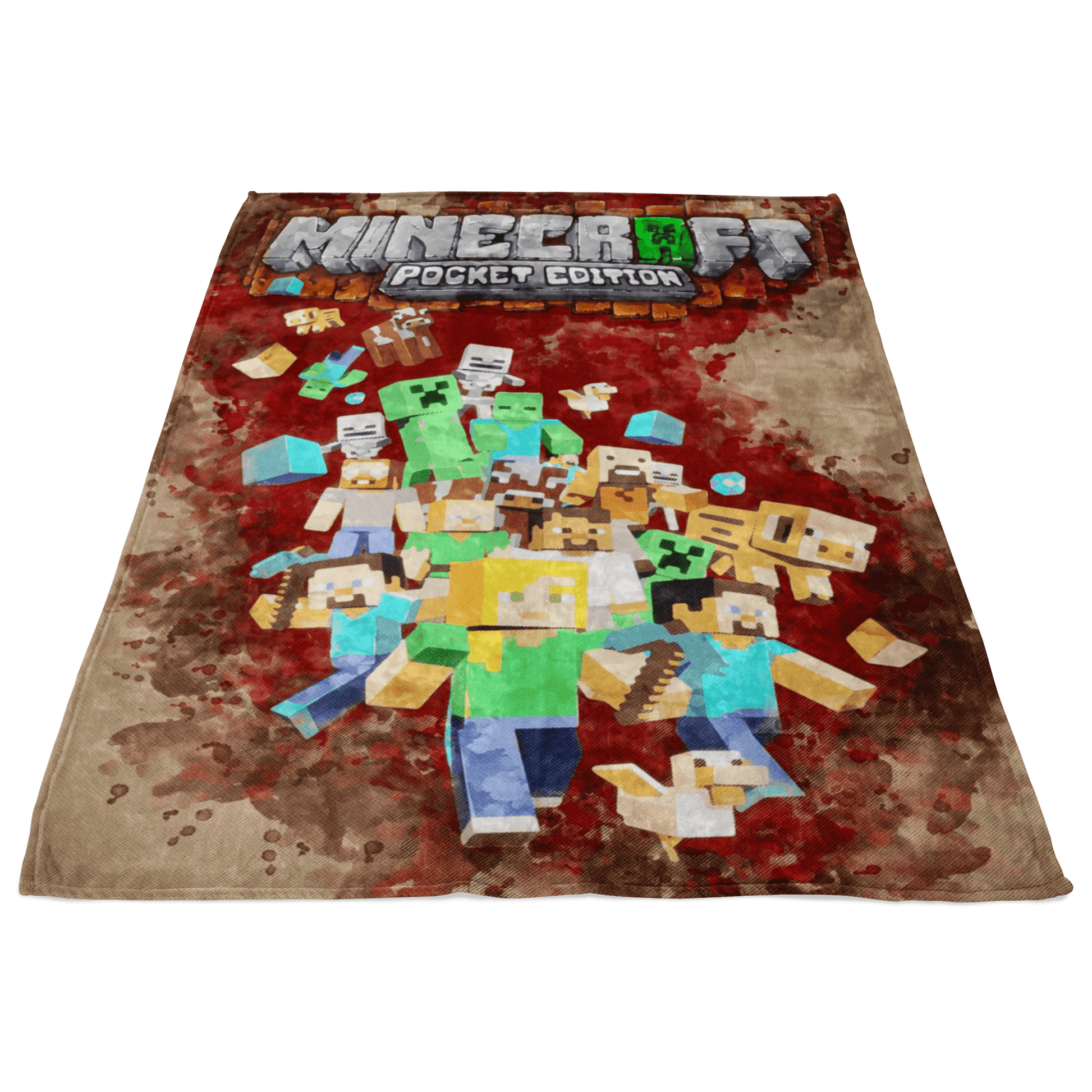 Minecraft Fleece Blanket Mix Art Brown Blanket - Lusy Store