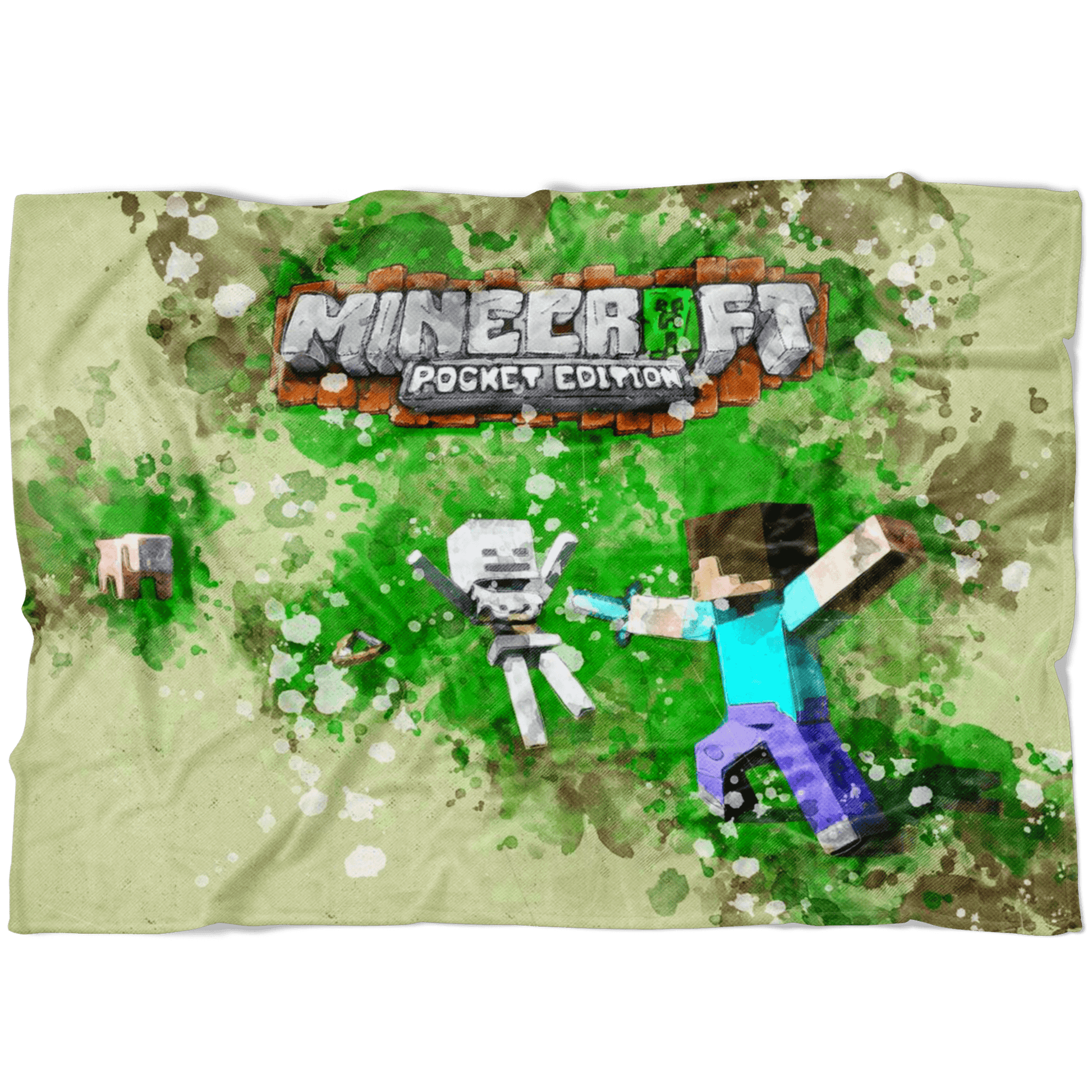 Minecraft Fleece Blanket Mix Art Green Blanket - Lusy Store