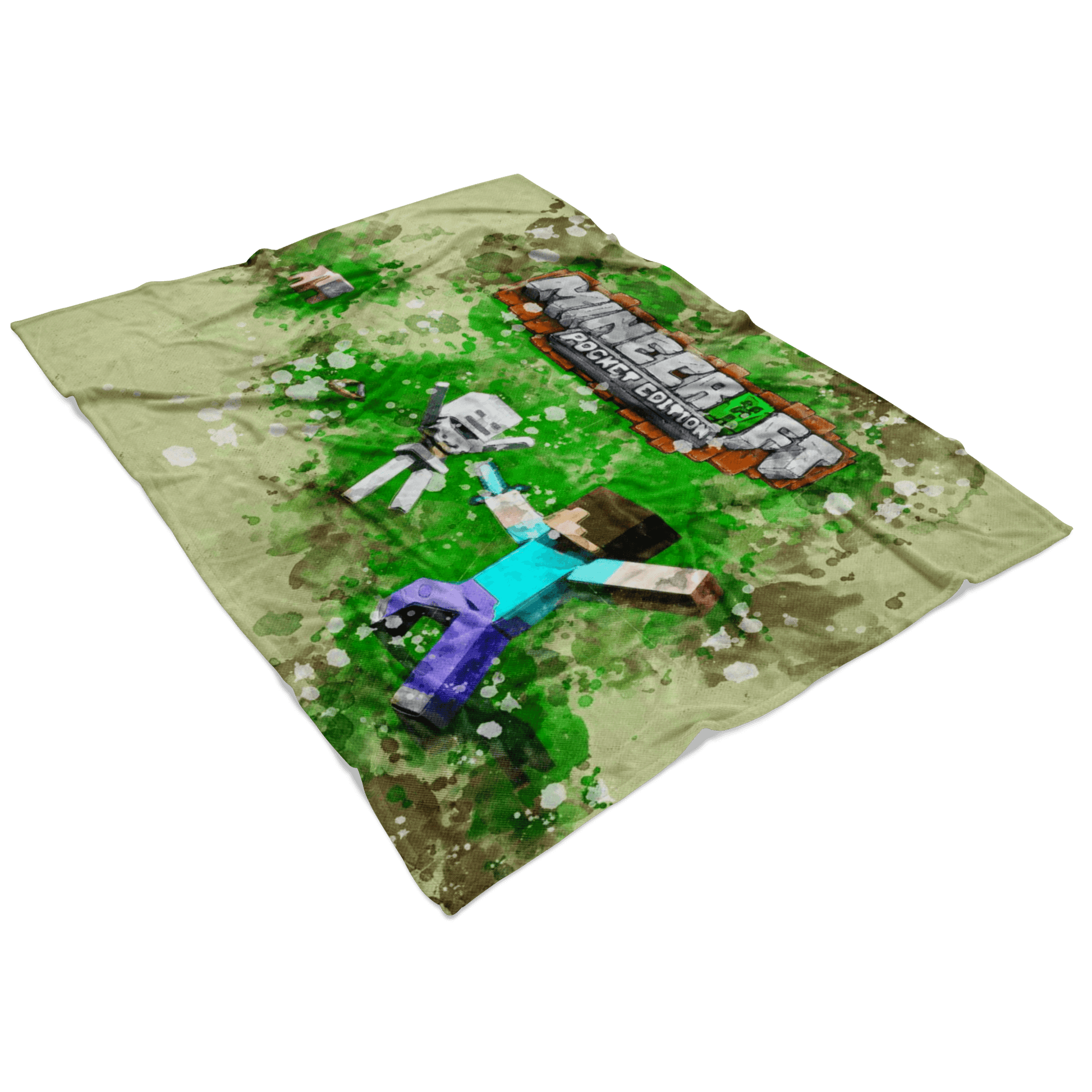 Minecraft Fleece Blanket Mix Art Green Blanket - Lusy Store