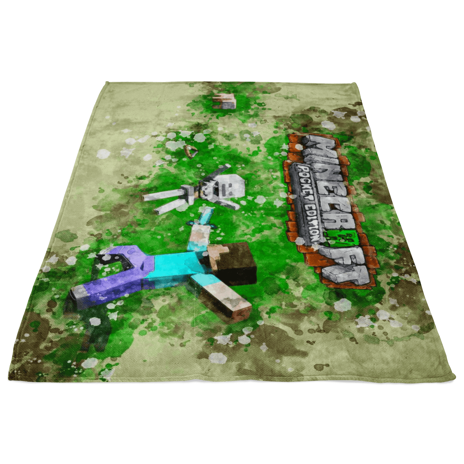 Minecraft Fleece Blanket Mix Art Green Blanket - Lusy Store