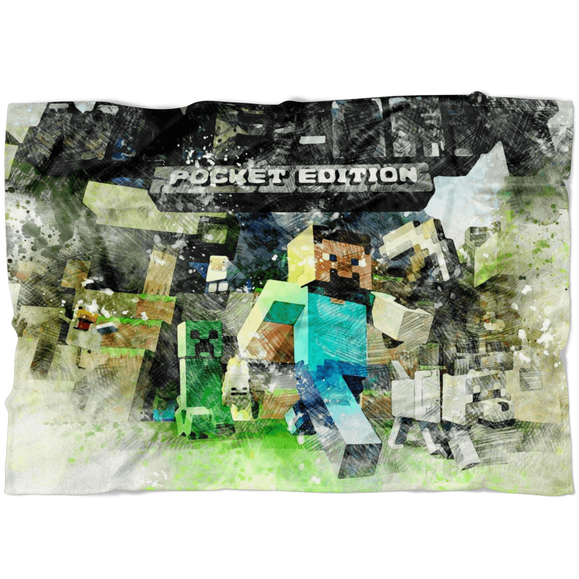 Minecraft Fleece Blanket Pencil Watercolor Blanket - Lusy Store