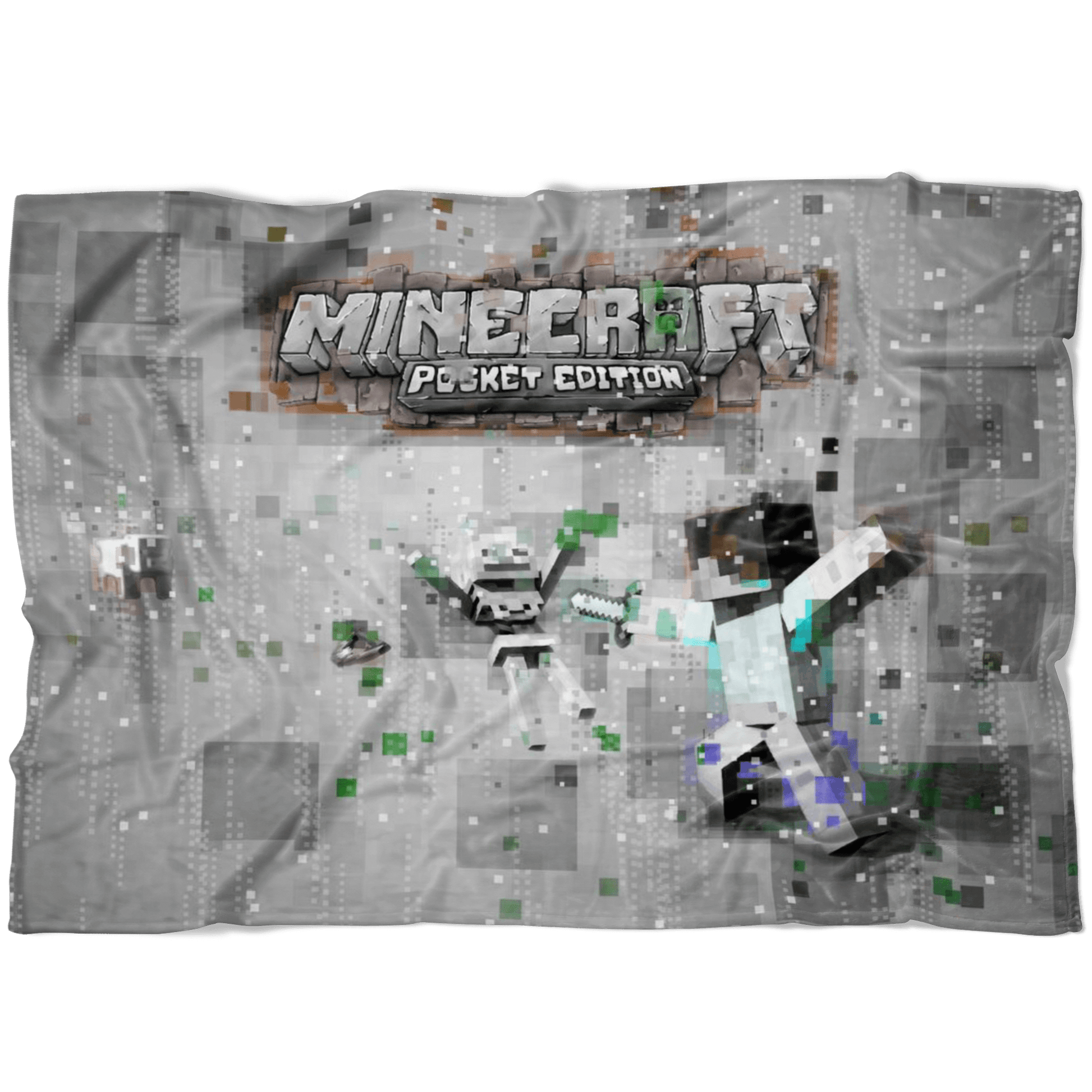 Minecraft Fleece Blanket Pixels Grey Blanket - Lusy Store