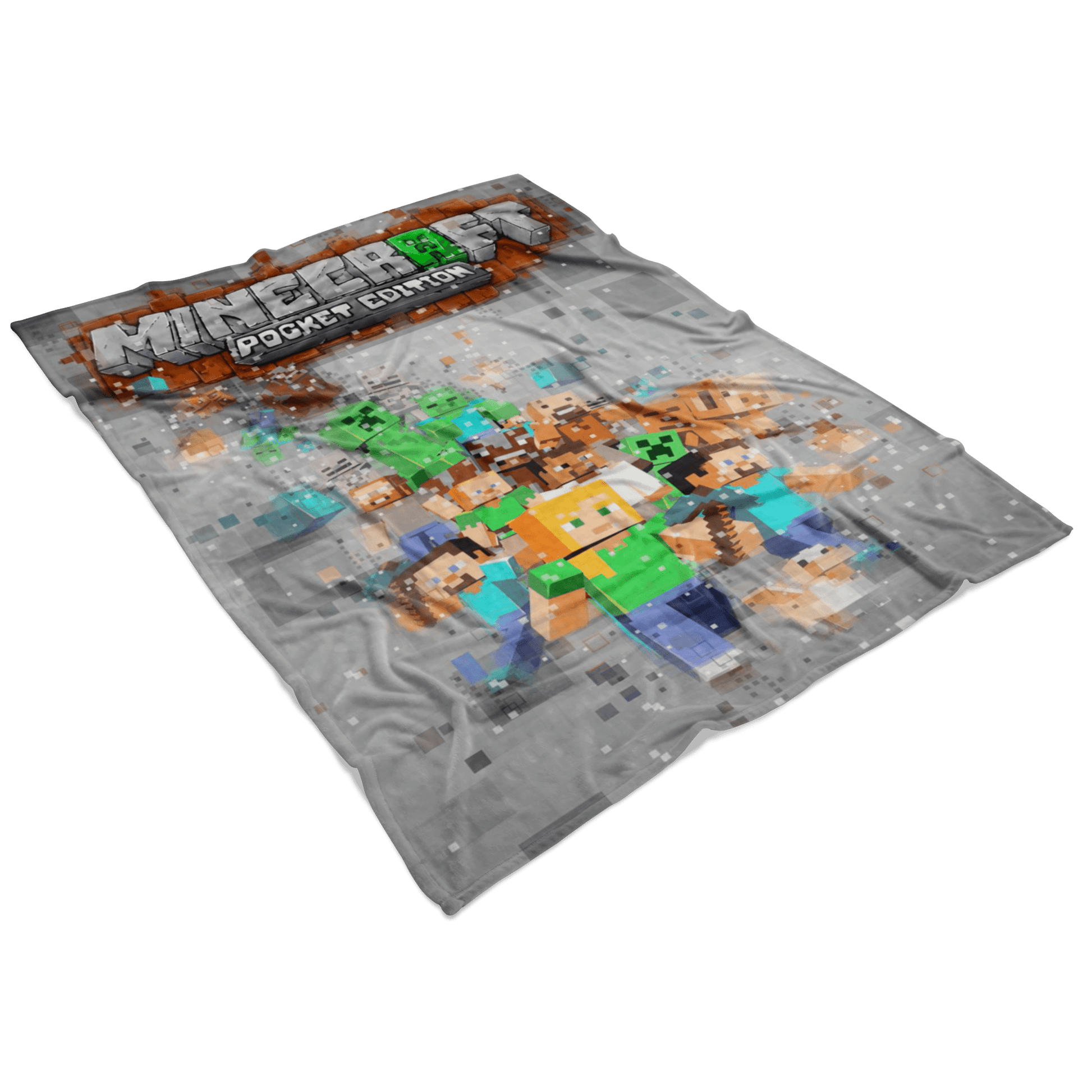 Minecraft Fleece Blanket Pixels Grey Blanket - Lusy Store