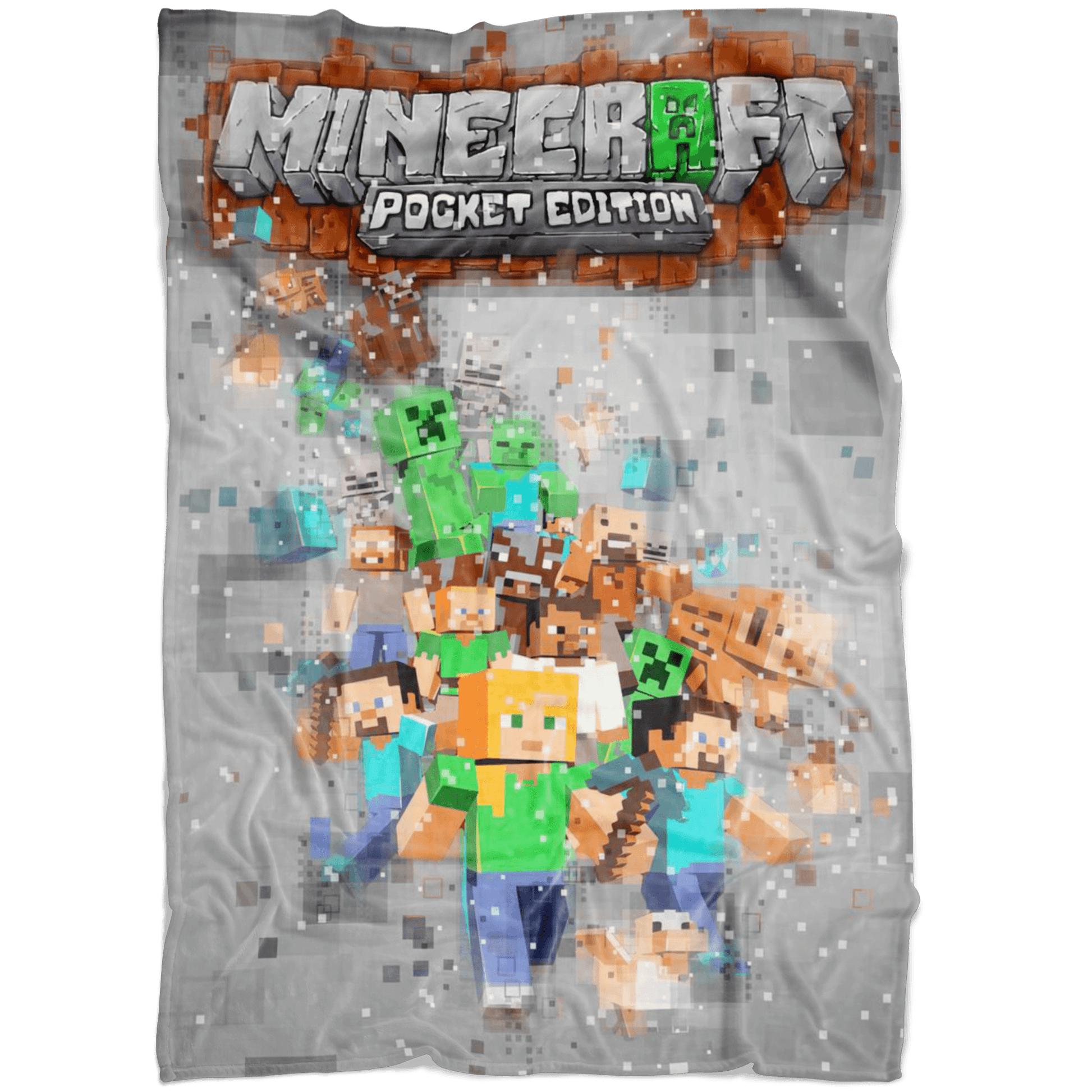 Minecraft Fleece Blanket Pixels Grey Blanket - Lusy Store