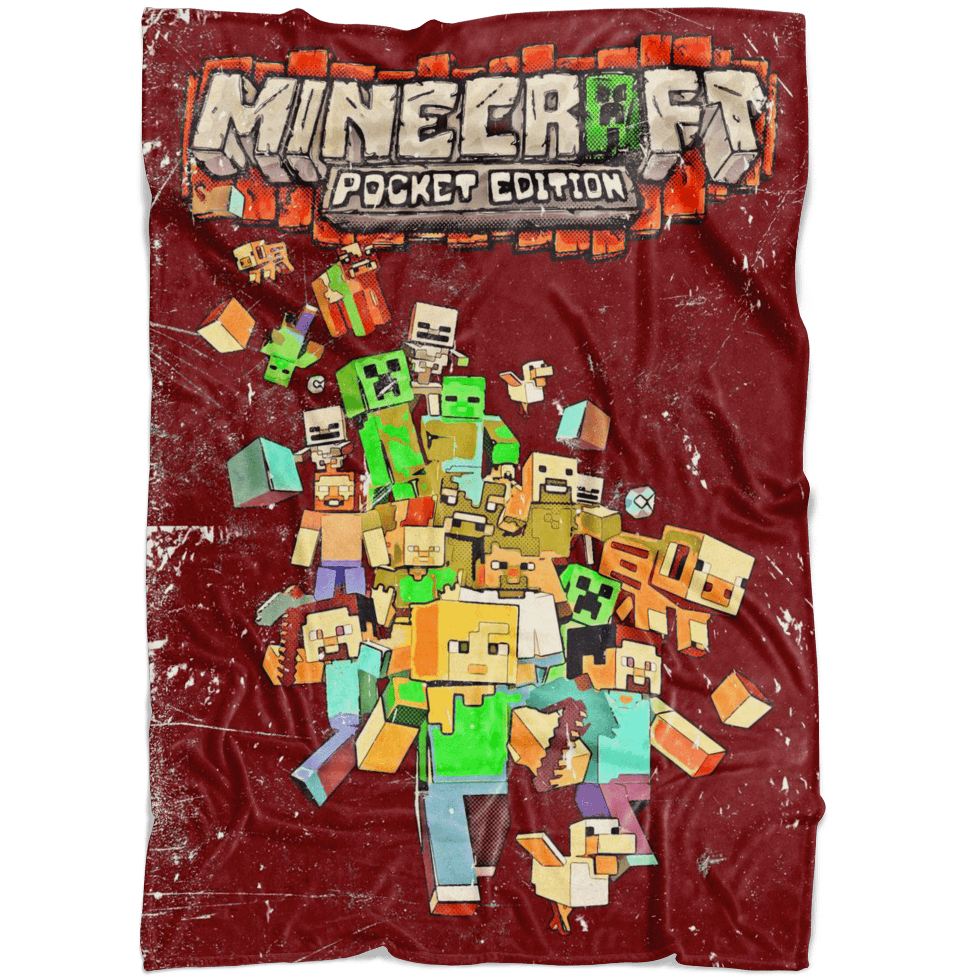 Minecraft Fleece Blanket Retro Comics Red Blanket - Lusy Store