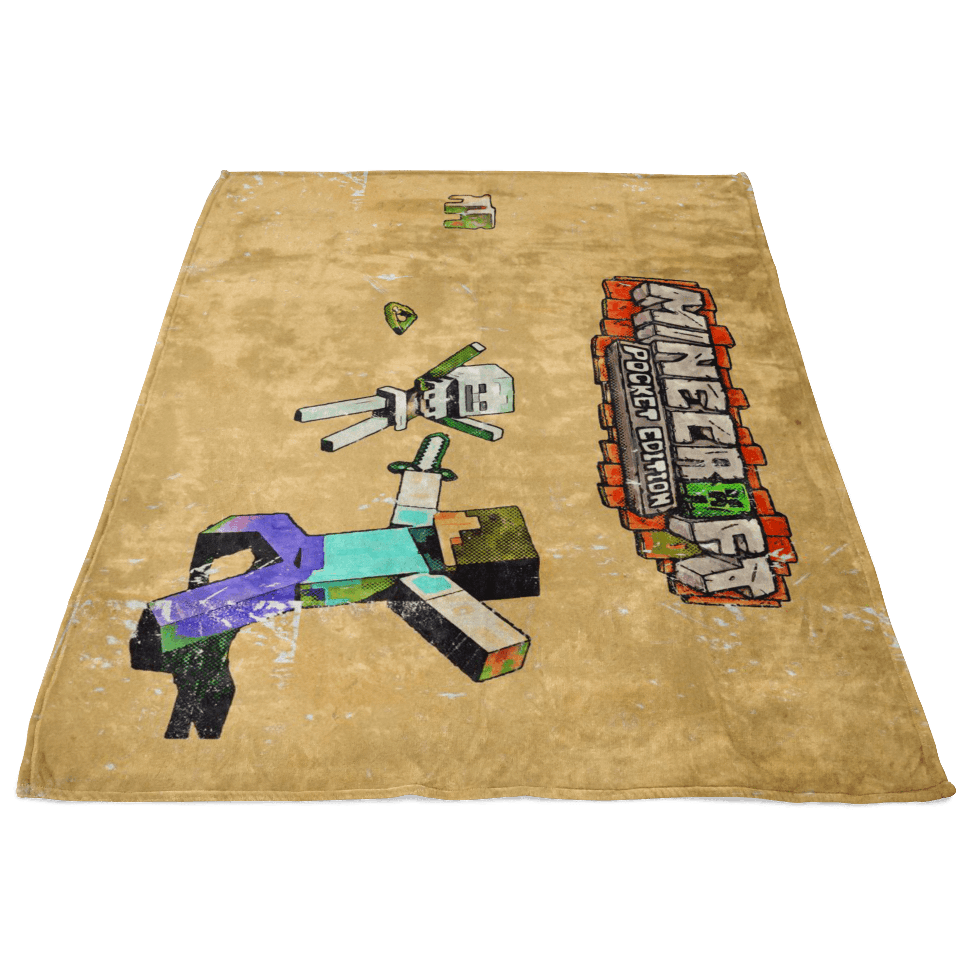 Minecraft Fleece Blanket Retro Comics Yellow Blanket - Lusy Store