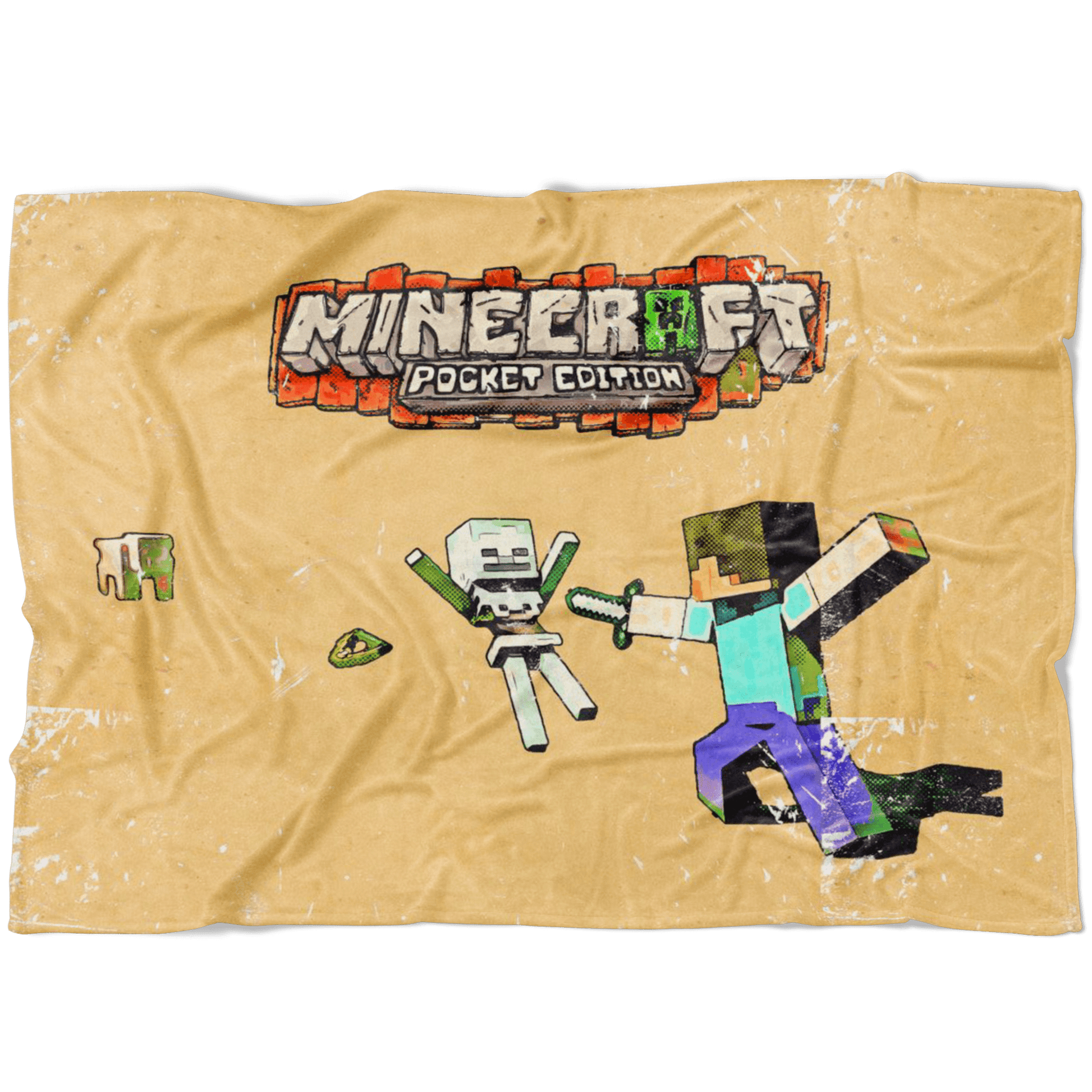 Minecraft Fleece Blanket Retro Comics Yellow Blanket - Lusy Store