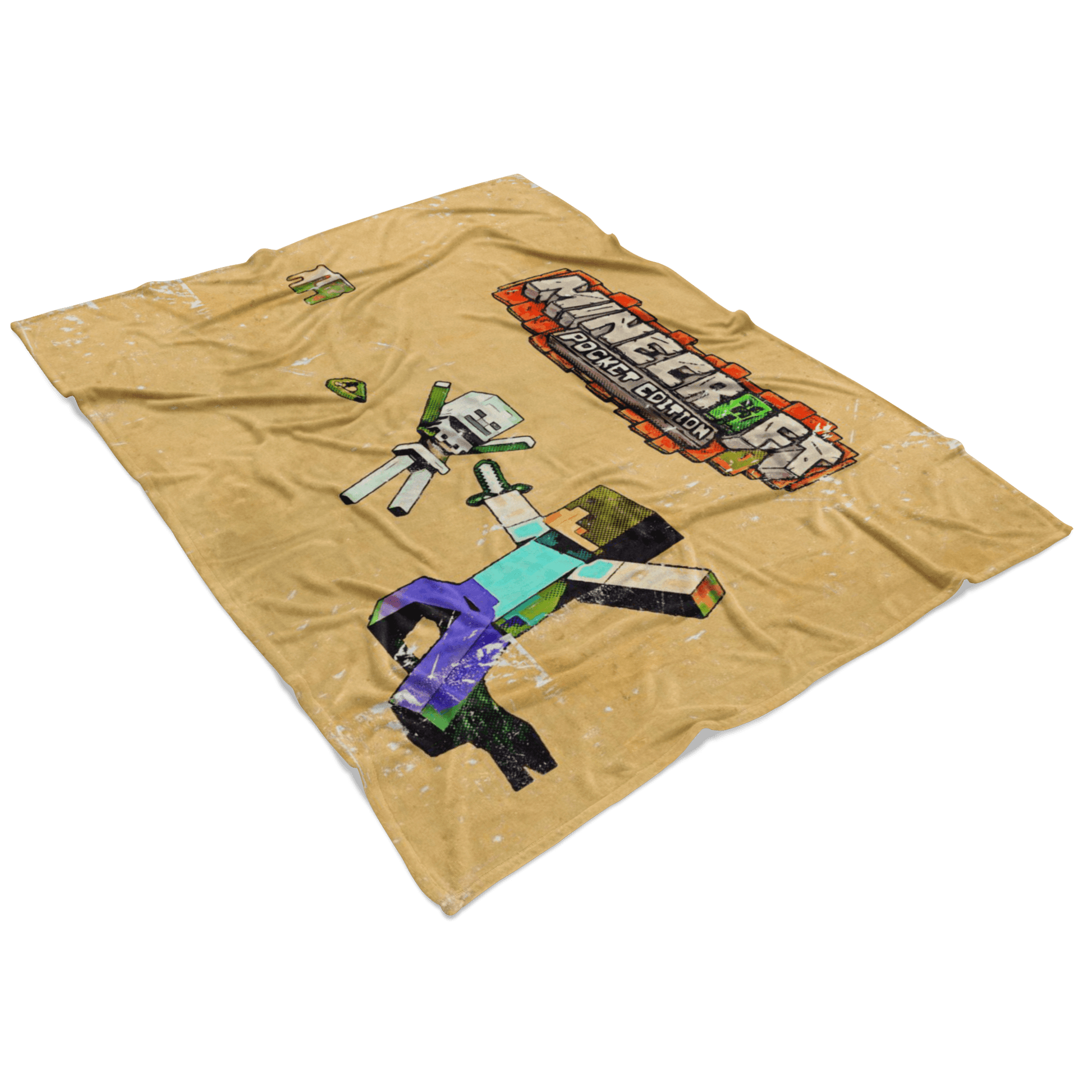Minecraft Fleece Blanket Retro Comics Yellow Blanket - Lusy Store
