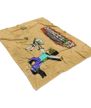 Minecraft Fleece Blanket Retro Comics Yellow Blanket - Lusy Store