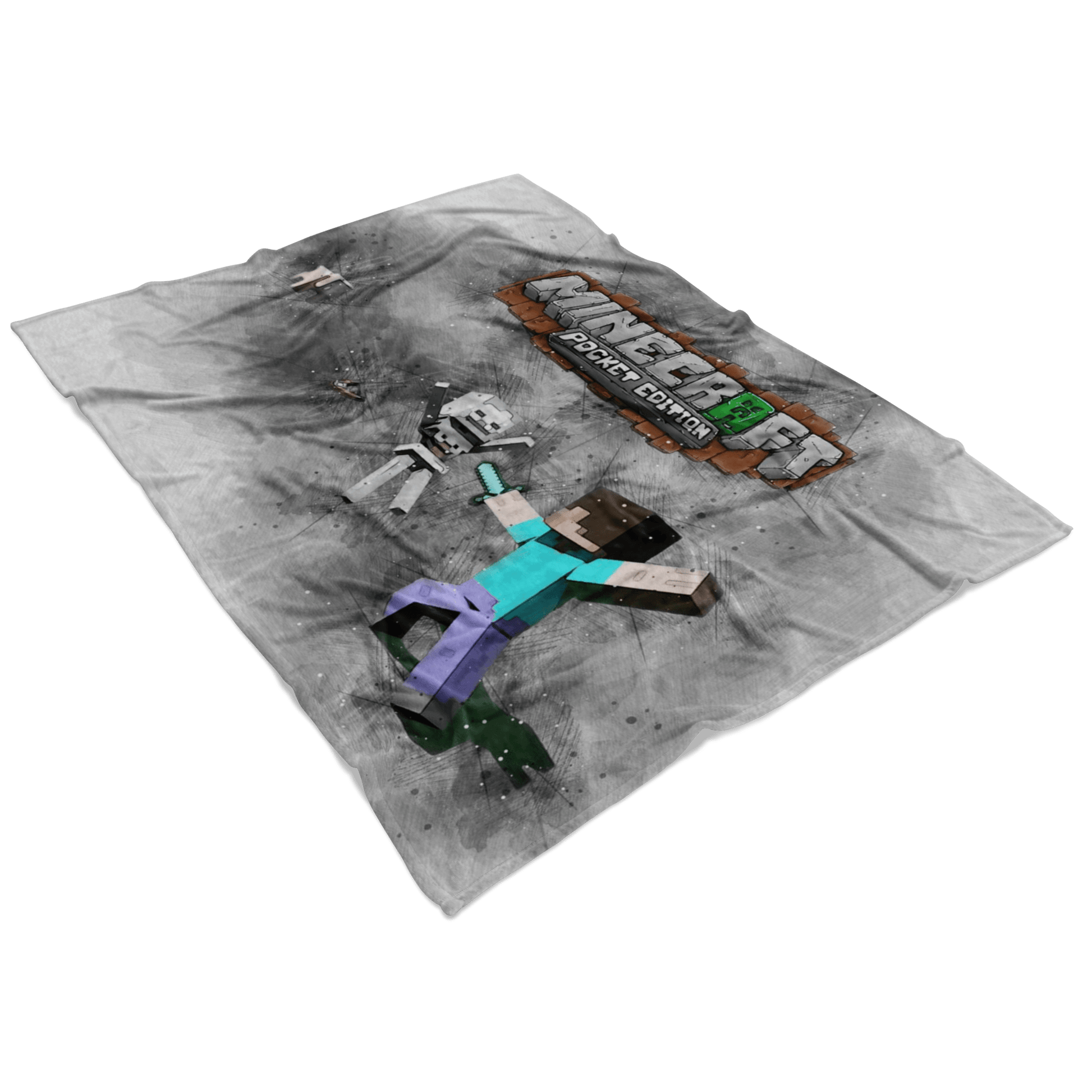 Minecraft Fleece Blanket Sketch Mix Grey Blanket - Lusy Store