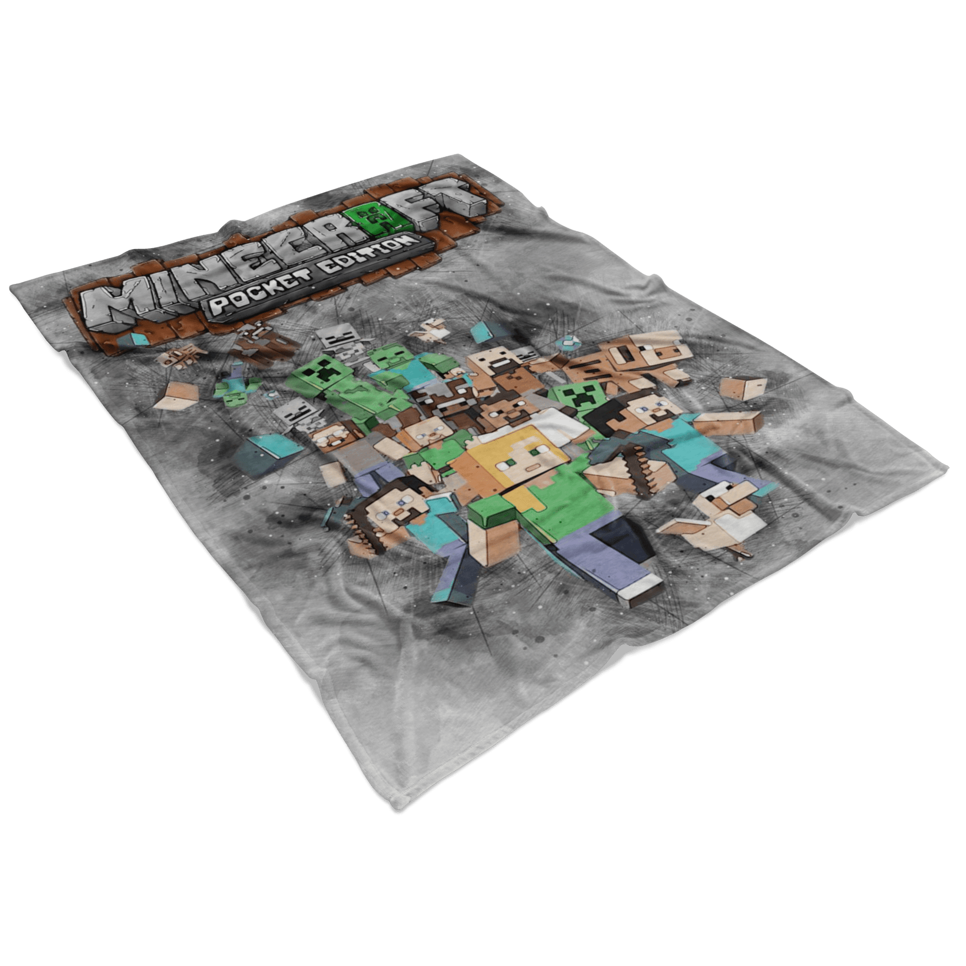 Minecraft Fleece Blanket Sketch Mix Grey Blanket - Lusy Store