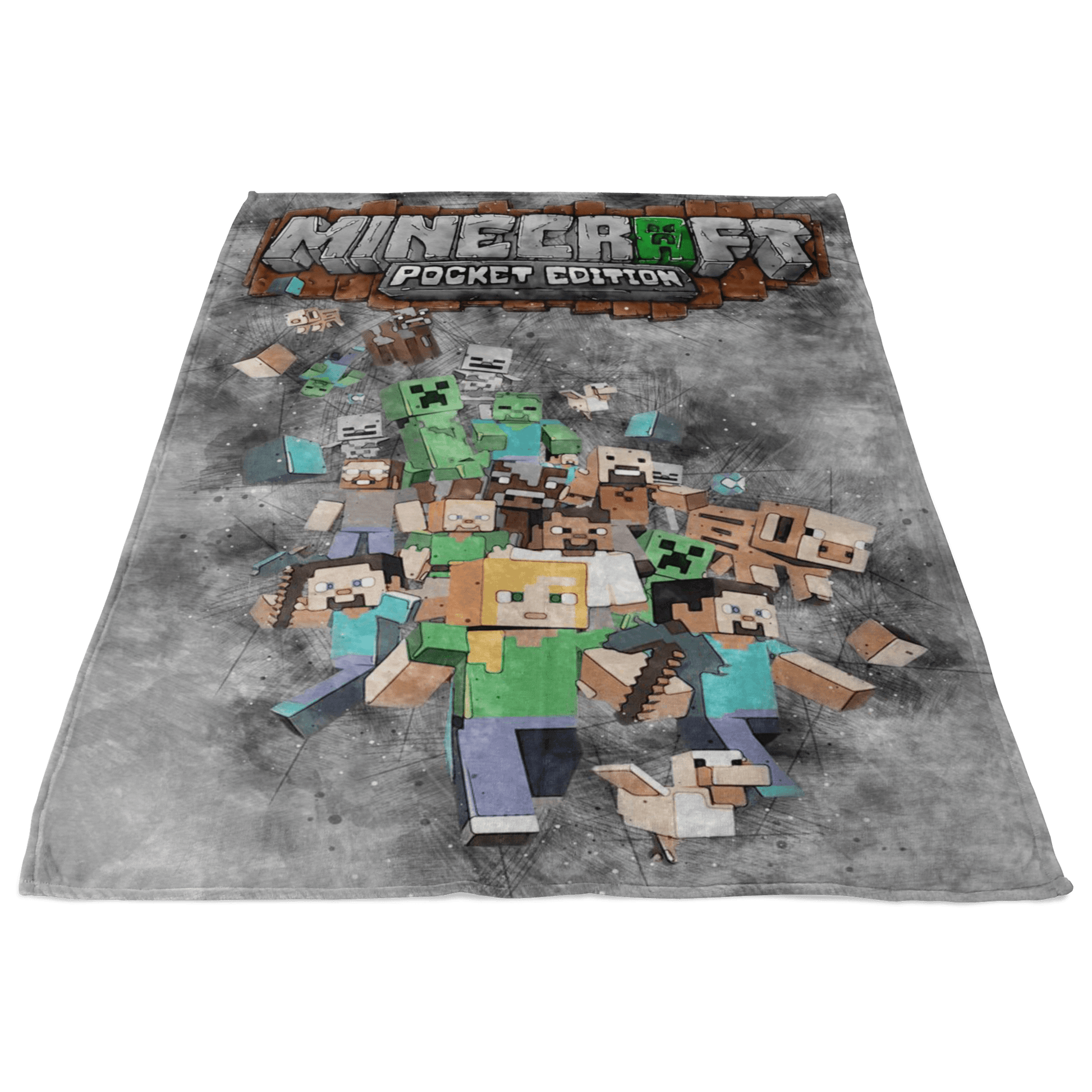 Minecraft Fleece Blanket Sketch Mix Grey Blanket - Lusy Store
