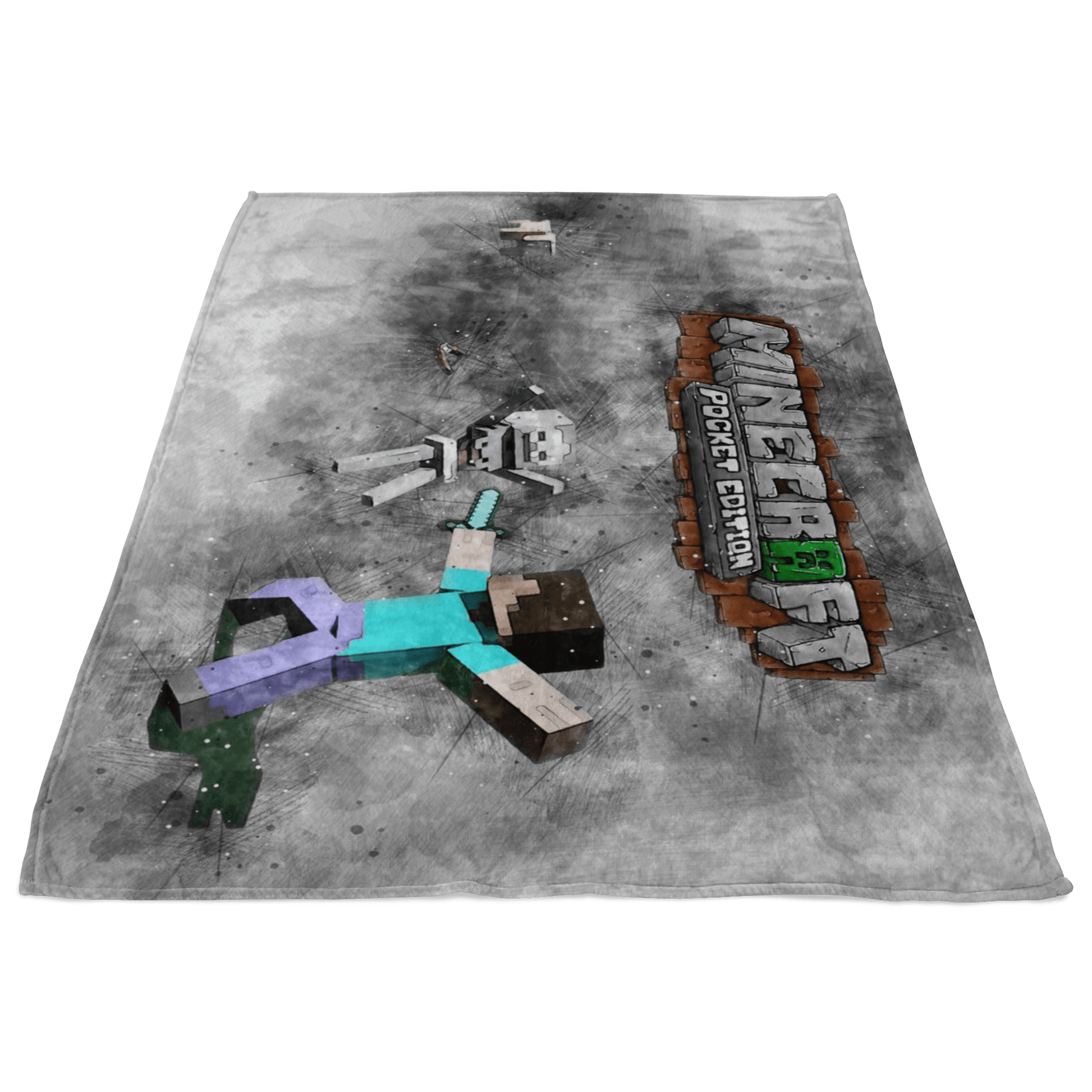 Minecraft Fleece Blanket Sketch Mix Grey Blanket - Lusy Store
