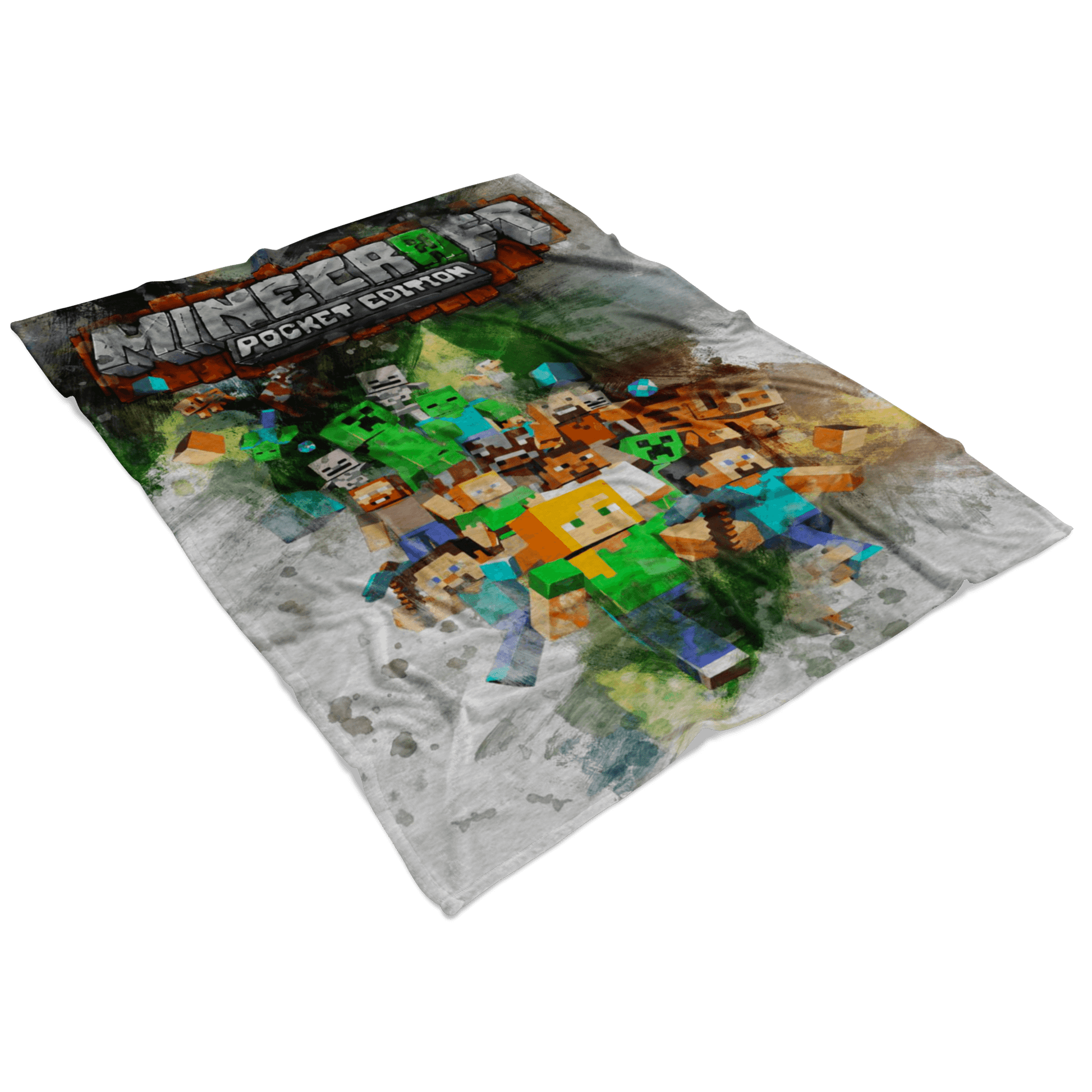 Minecraft Fleece Blanket Smudge Art White Blanket - Lusy Store