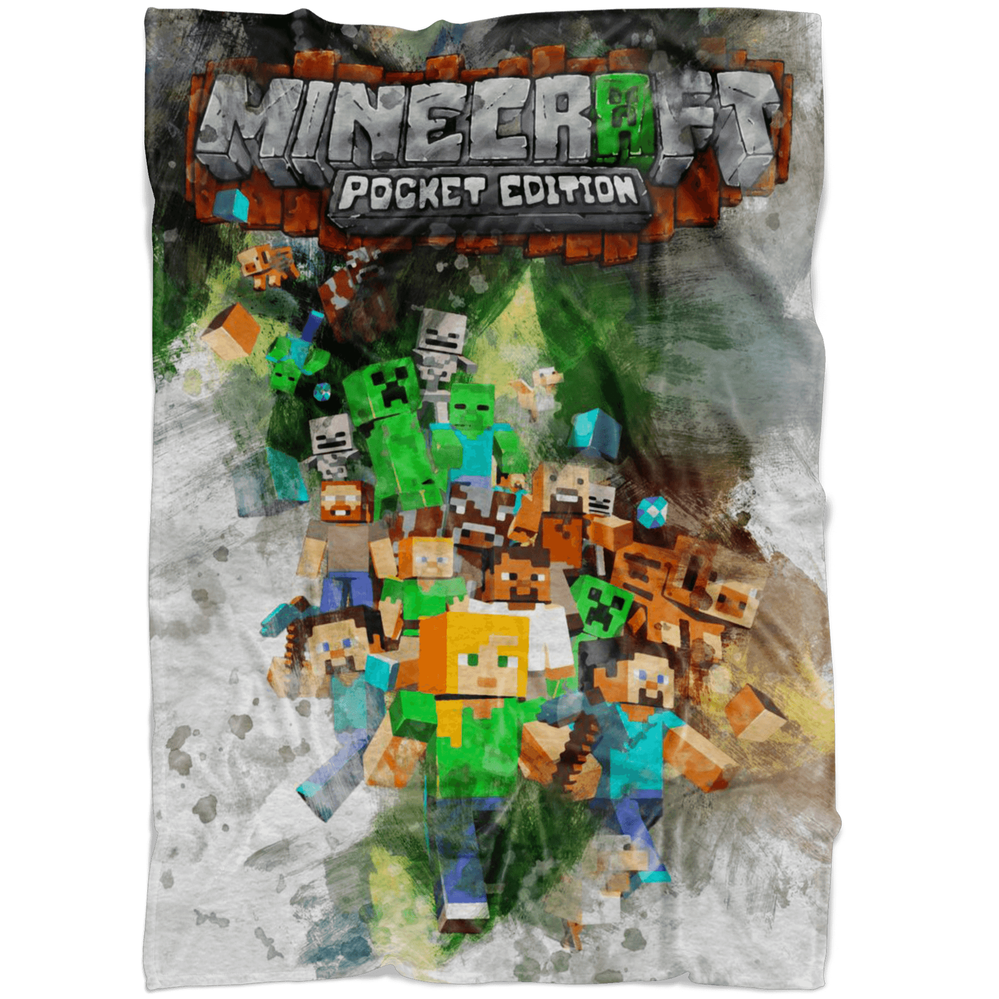 Minecraft Fleece Blanket Smudge Art White Blanket - Lusy Store