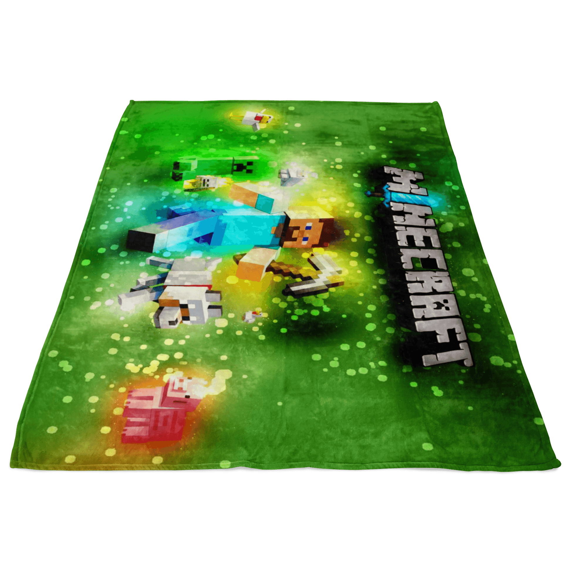 Minecraft Fleece Blanket Steve Brightum Green Blanket - Lusy Store