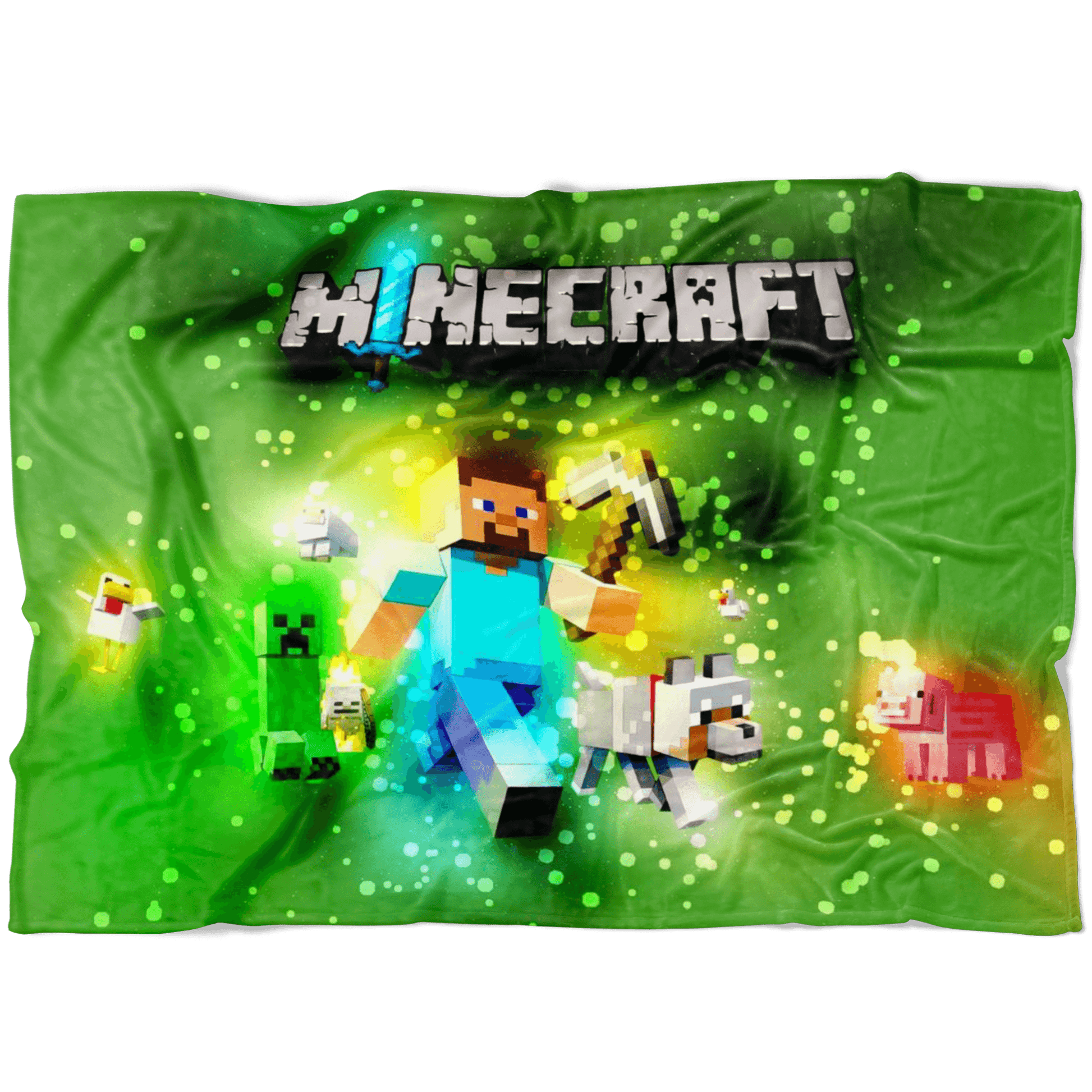Minecraft Fleece Blanket Steve Brightum Green Blanket - Lusy Store