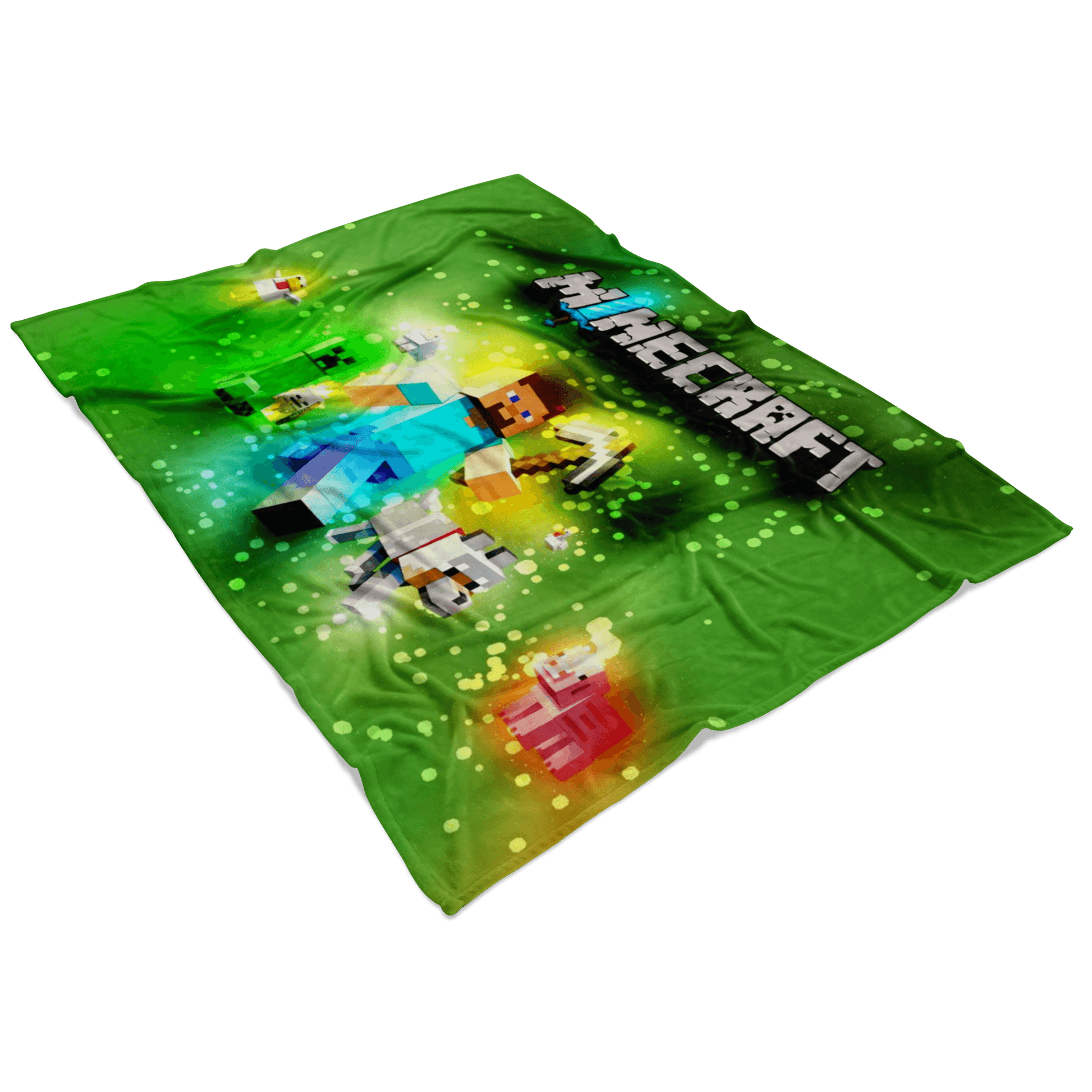 Minecraft Fleece Blanket Steve Brightum Green Blanket - Lusy Store