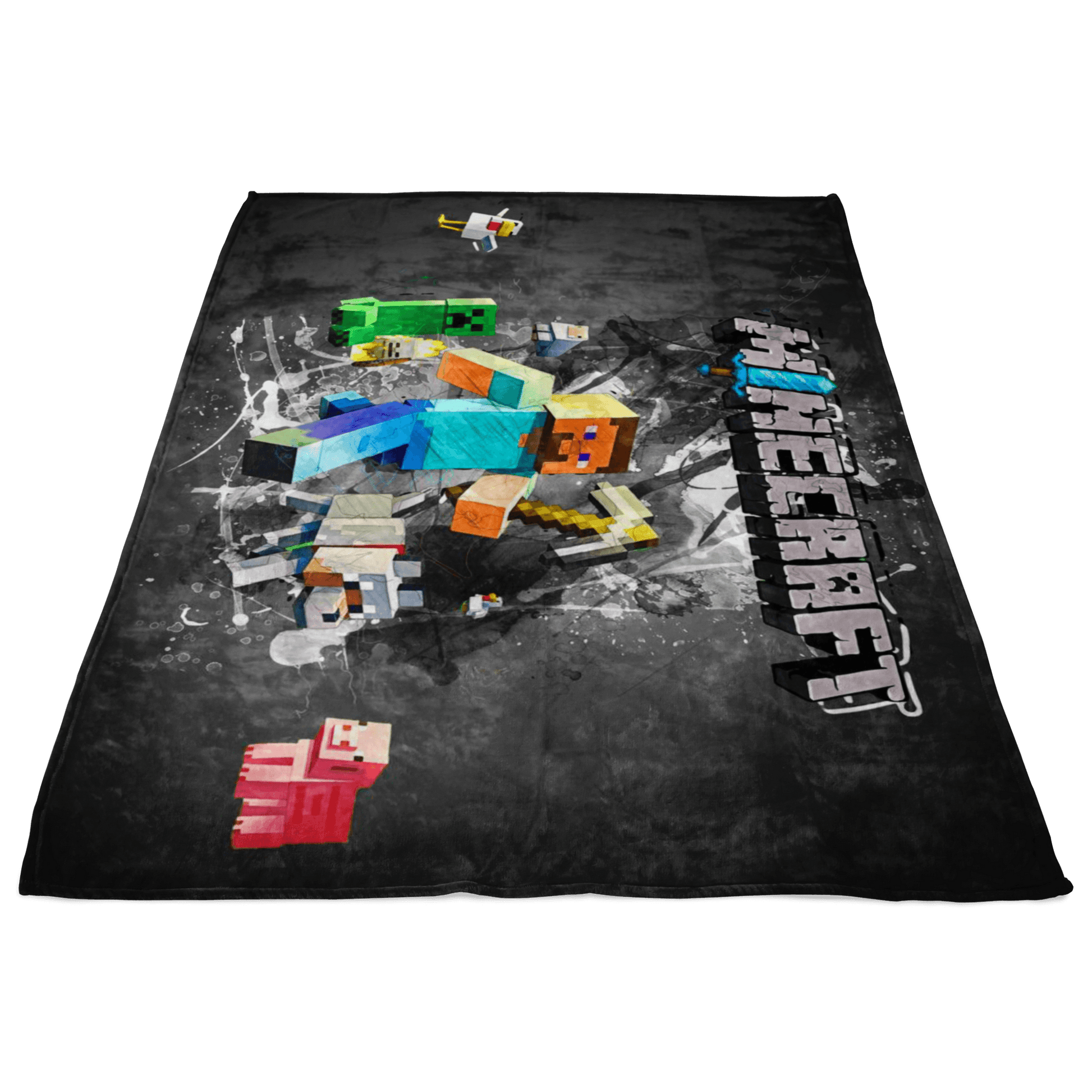 Minecraft Fleece Blanket Steve Color Splash Black Blanket - Lusy Store