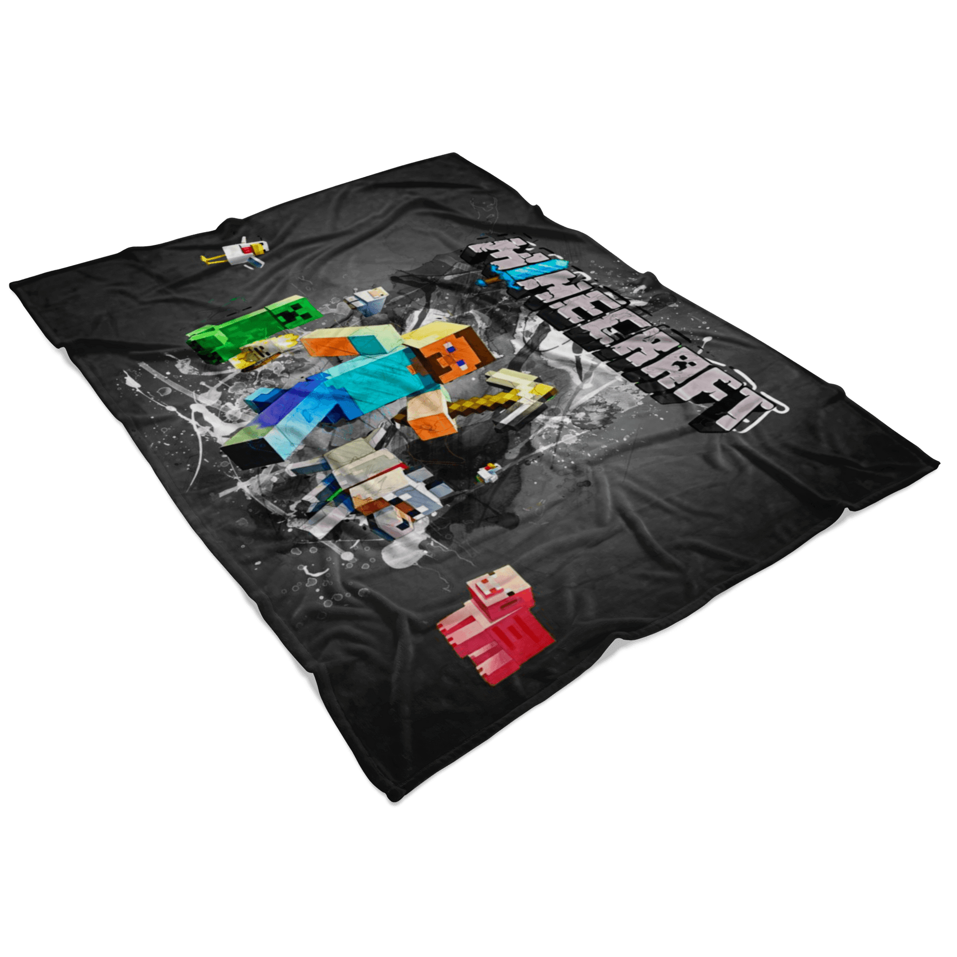 Minecraft Fleece Blanket Steve Color Splash Black Blanket - Lusy Store
