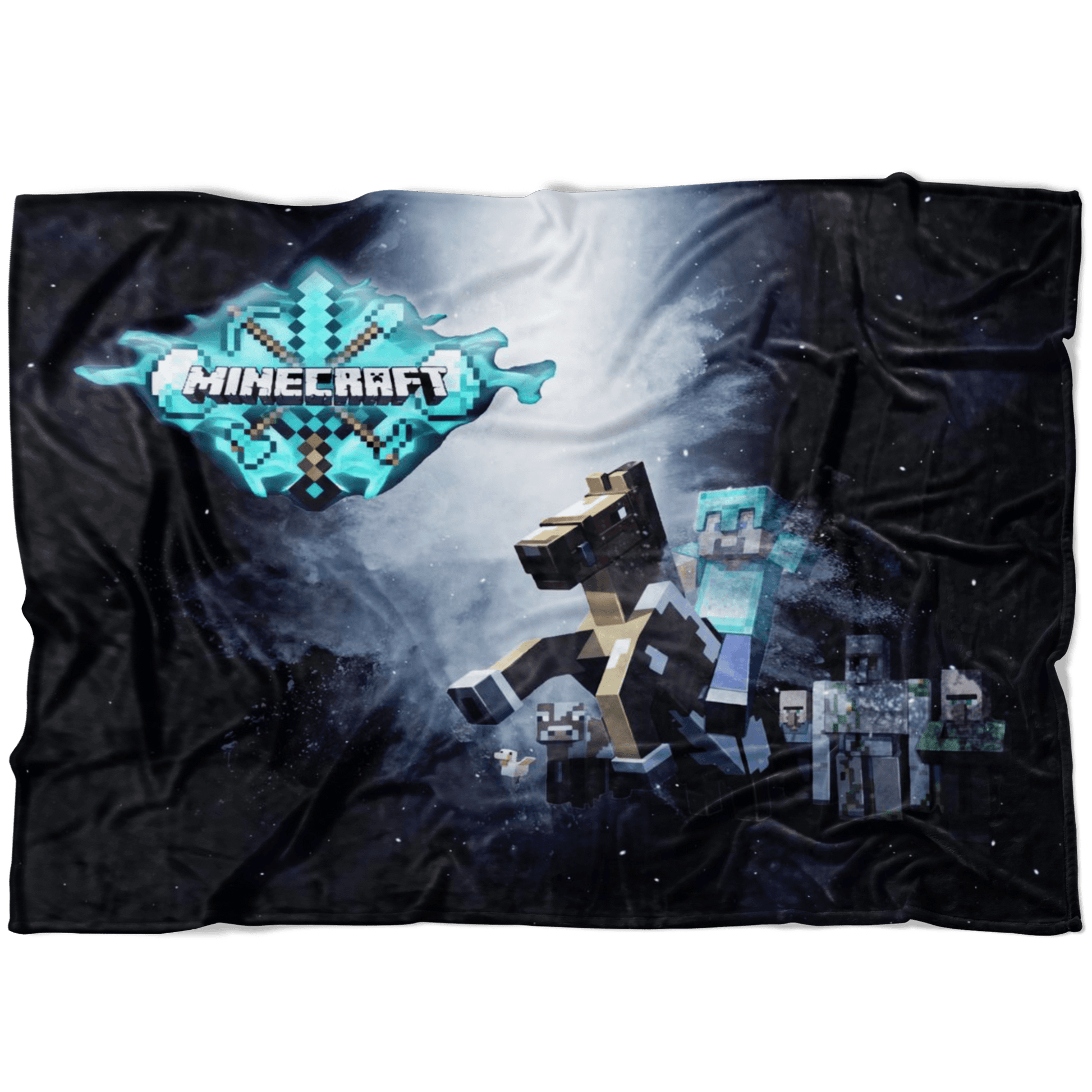 Minecraft Fleece Blanket Steve Diamond Black Blanket LS07235 - Lusy Store