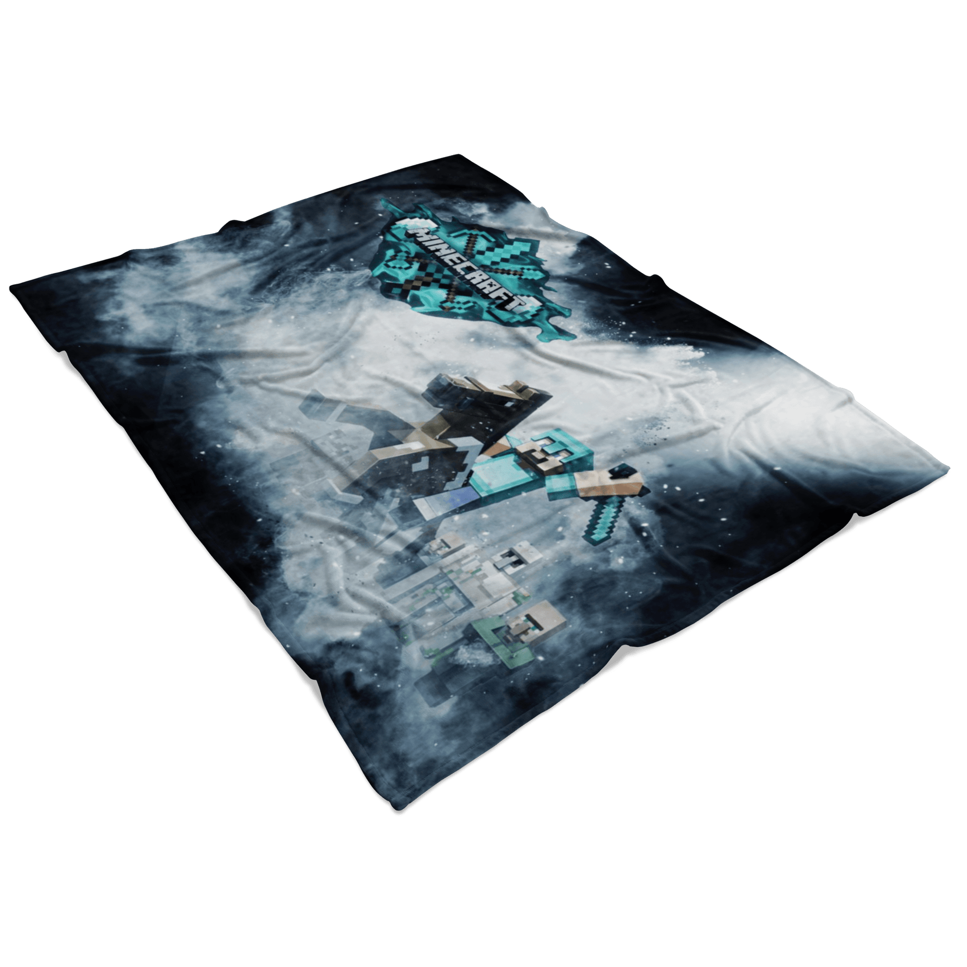 Minecraft Fleece Blanket Steve Diamond Black Blanket LS0756 - Lusy Store