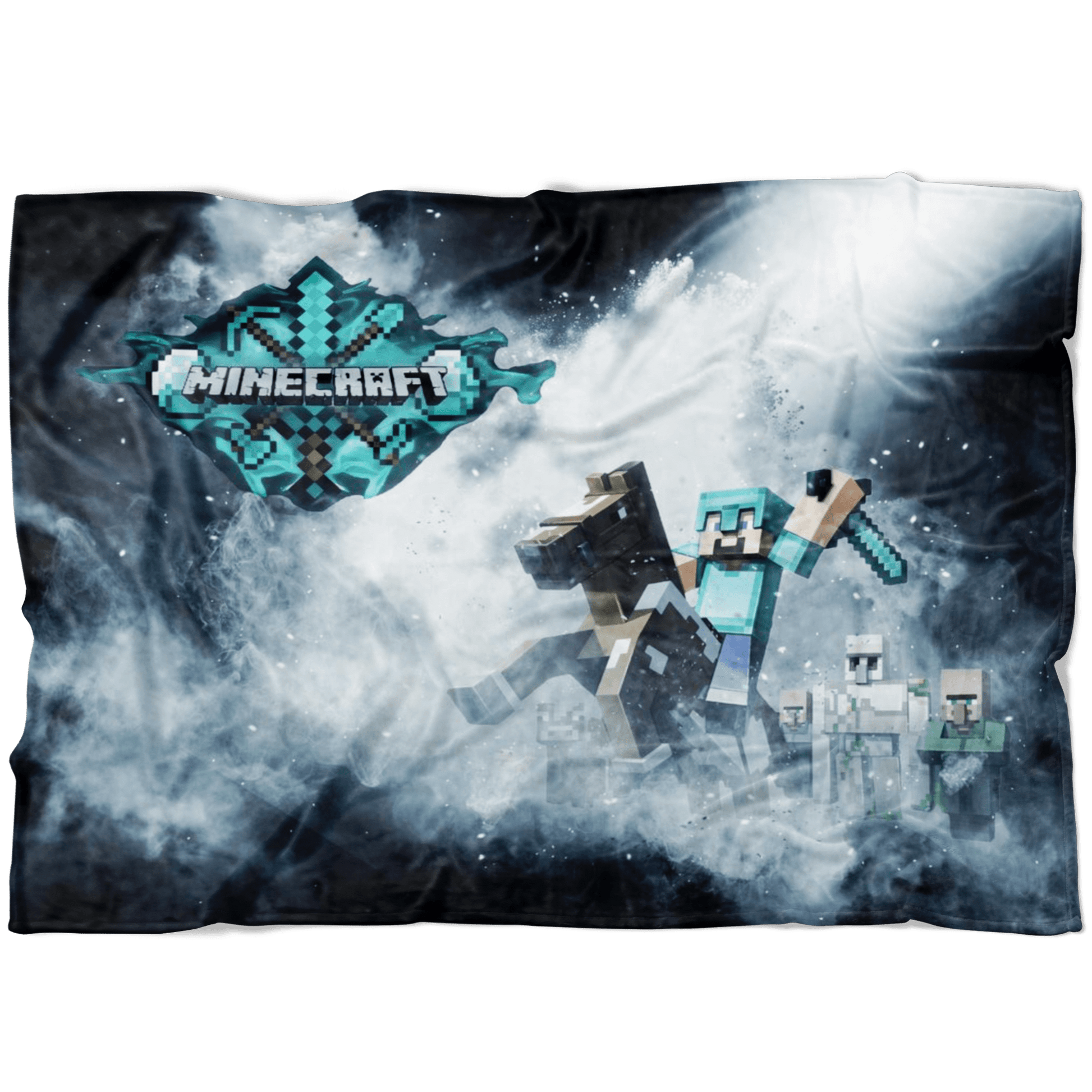 Minecraft Fleece Blanket Steve Diamond Black Blanket LS0756 - Lusy Store