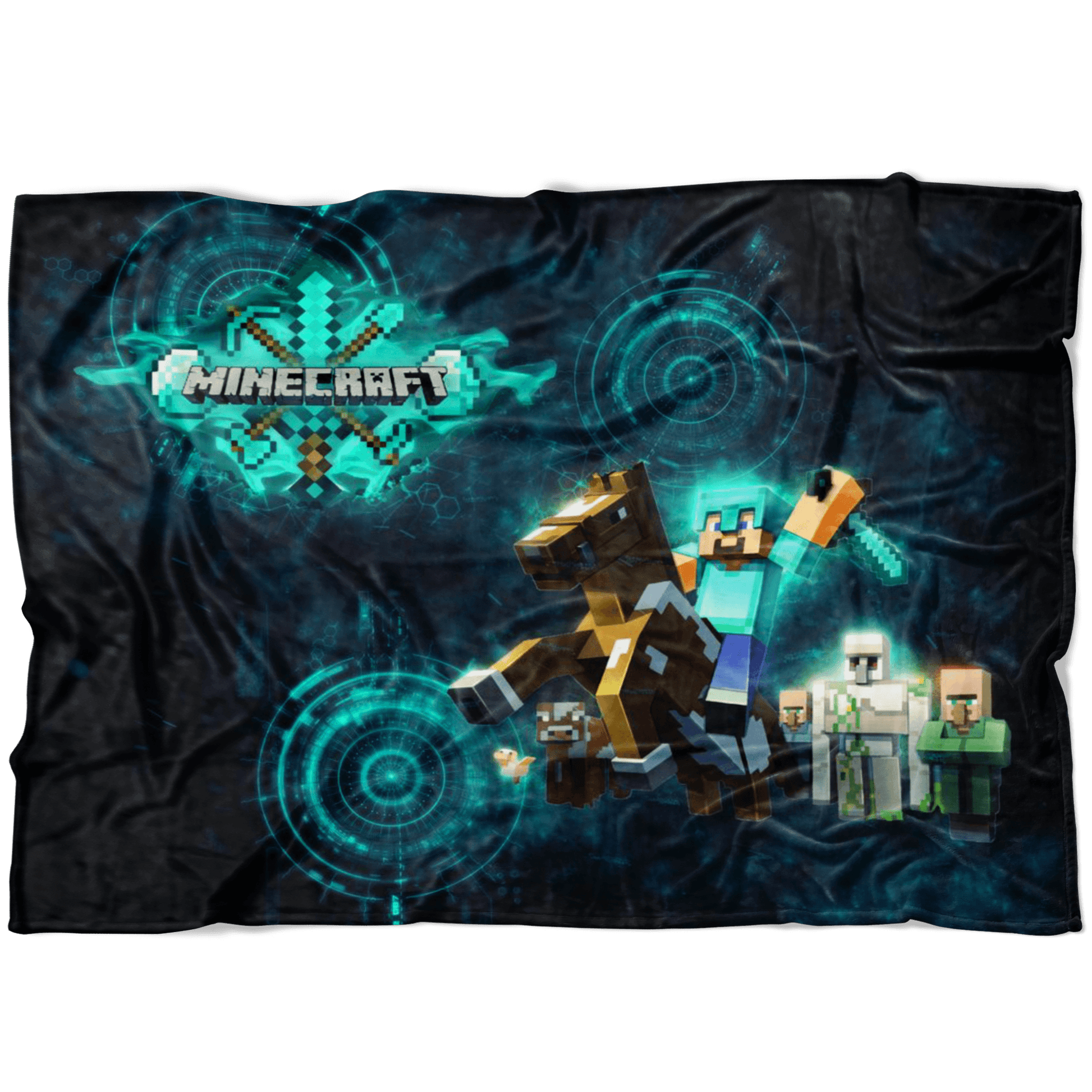 Minecraft Fleece Blanket Steve Diamond Black Blanket LS0763 - Lusy Store