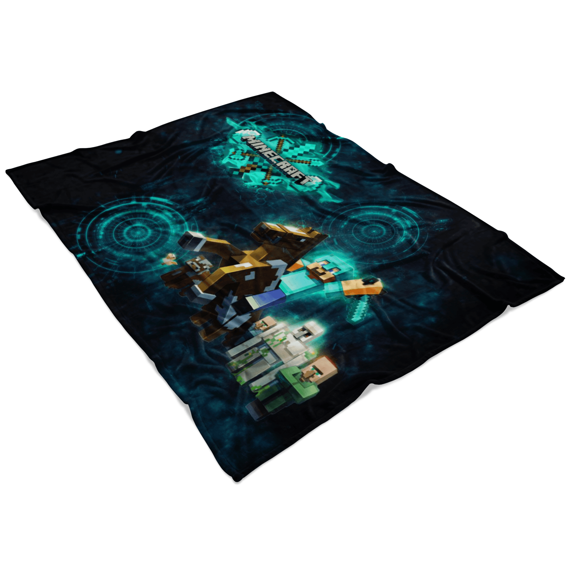 Minecraft Fleece Blanket Steve Diamond Black Blanket LS0763 - Lusy Store