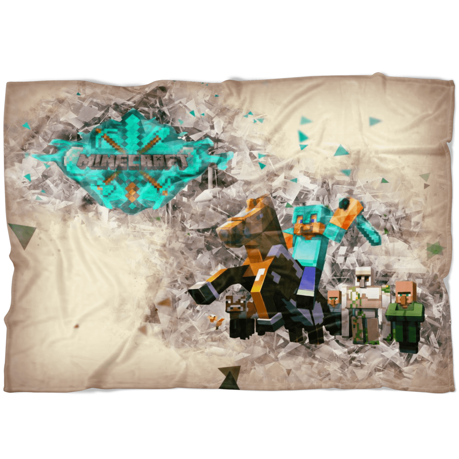 Minecraft Fleece Blanket Steve Diamond Brown Blanket LS0714 - Lusy Store
