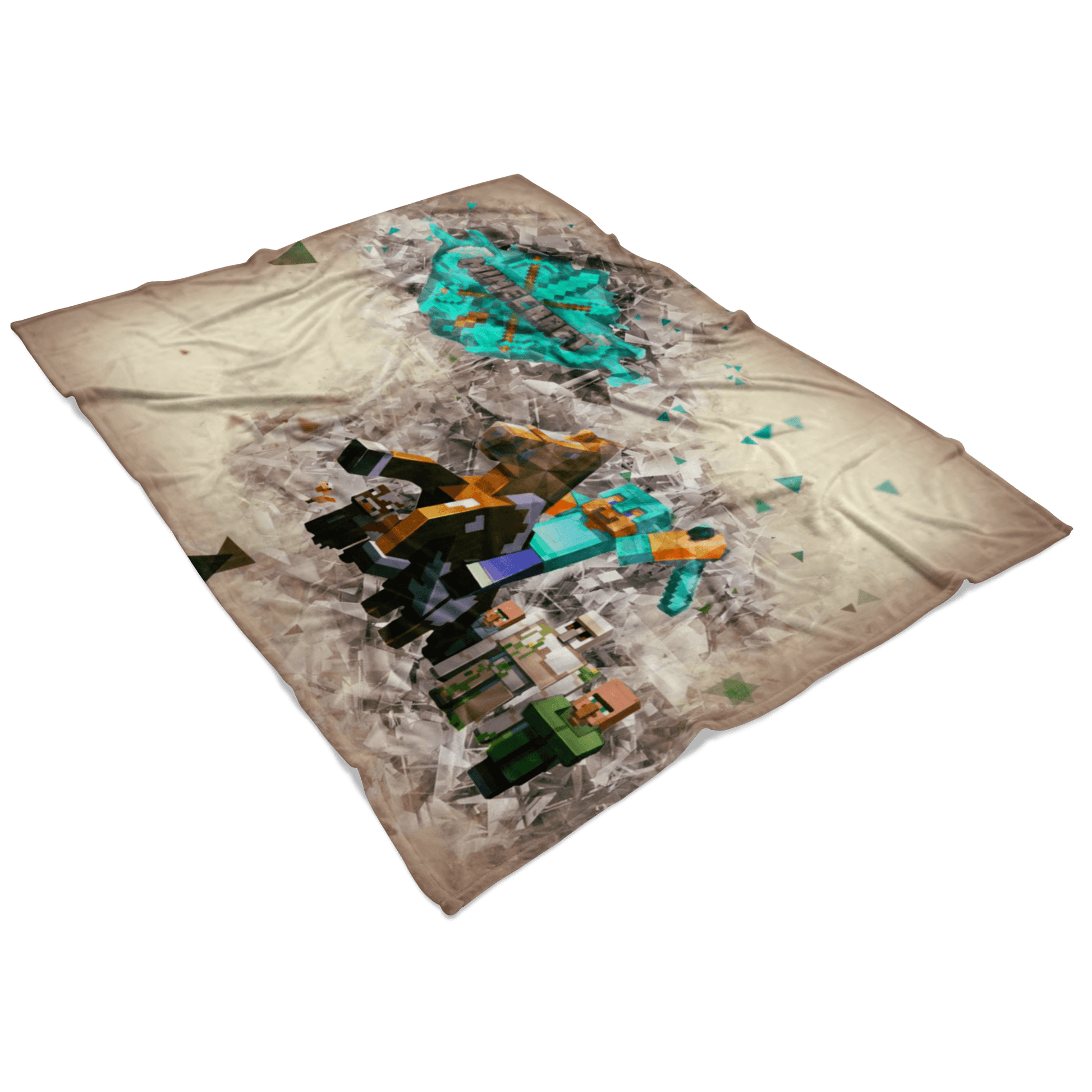 Minecraft Fleece Blanket Steve Diamond Brown Blanket LS0714 - Lusy Store