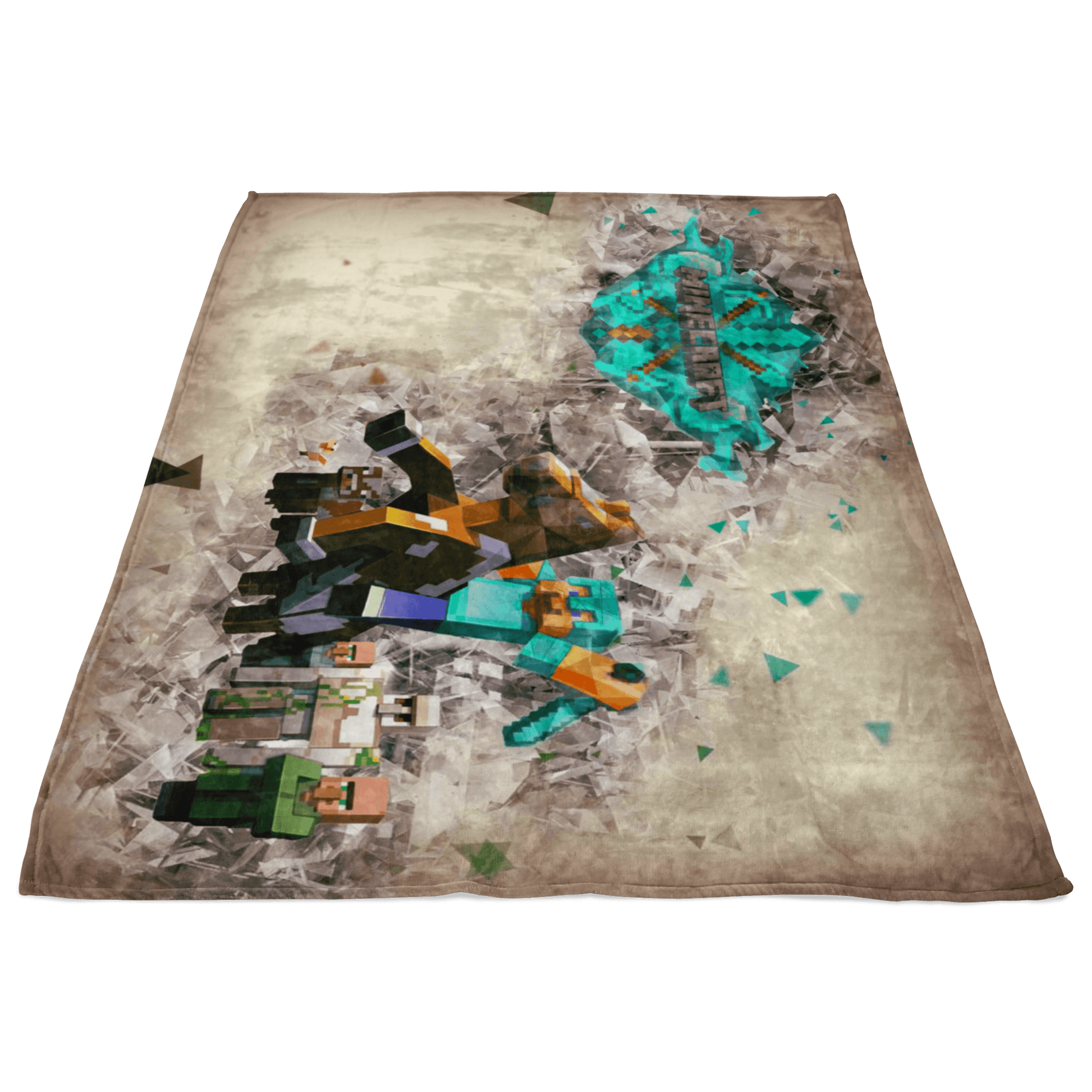 Minecraft Fleece Blanket Steve Diamond Brown Blanket LS0714 - Lusy Store