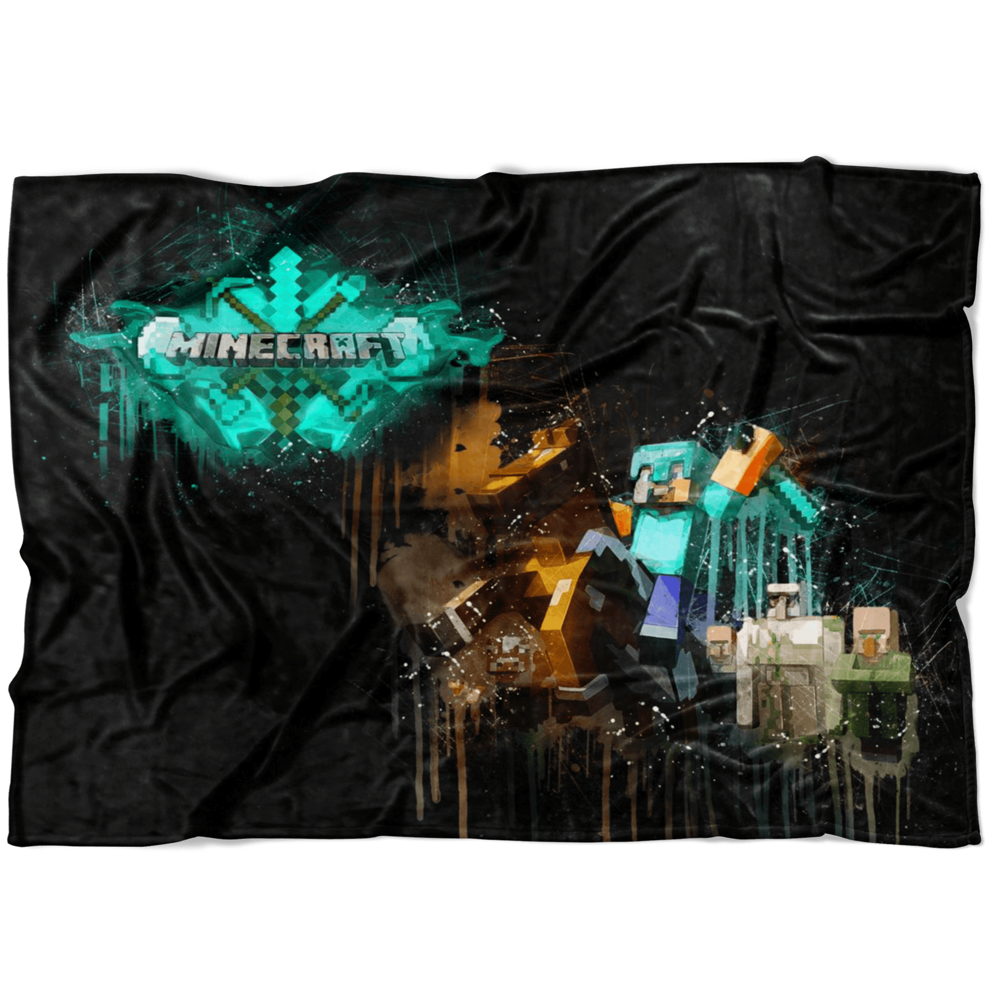 Minecraft Fleece Blanket Steve Diamond Colorful Blanket LS0727 - Lusy Store