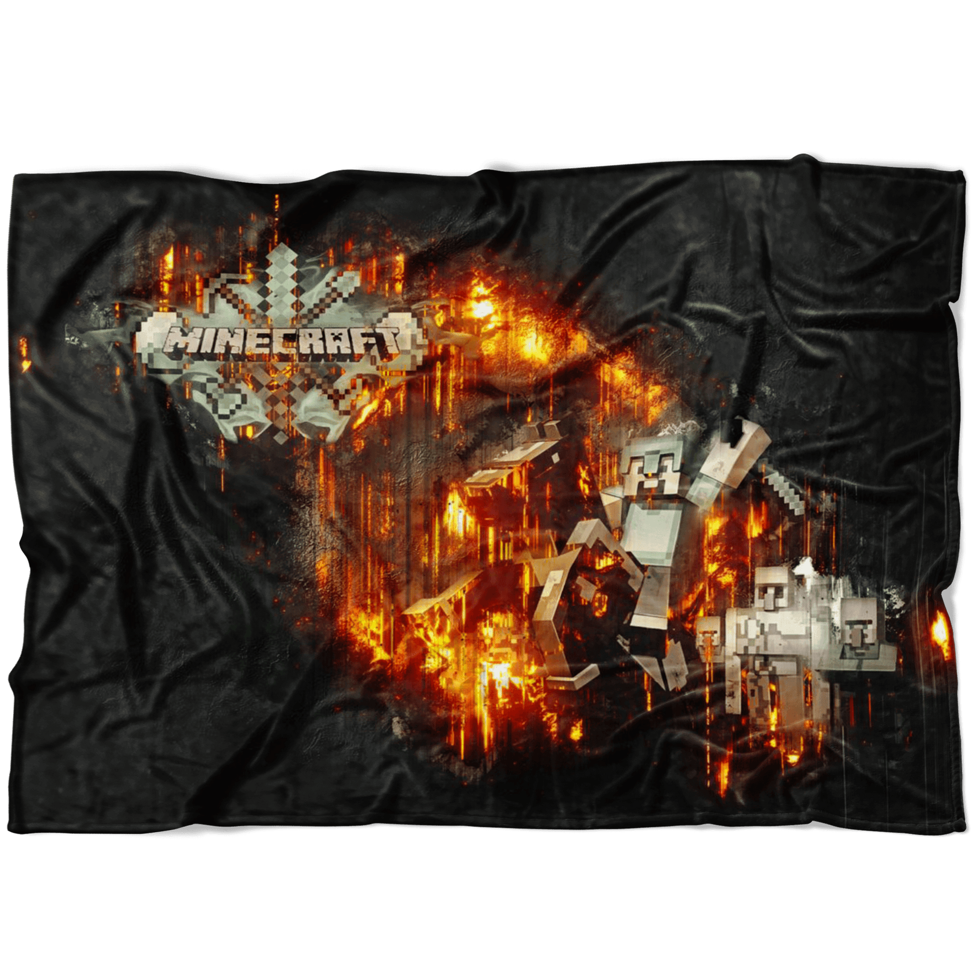 Minecraft Fleece Blanket Steve Diamond Fury Black Blanket - Lusy Store