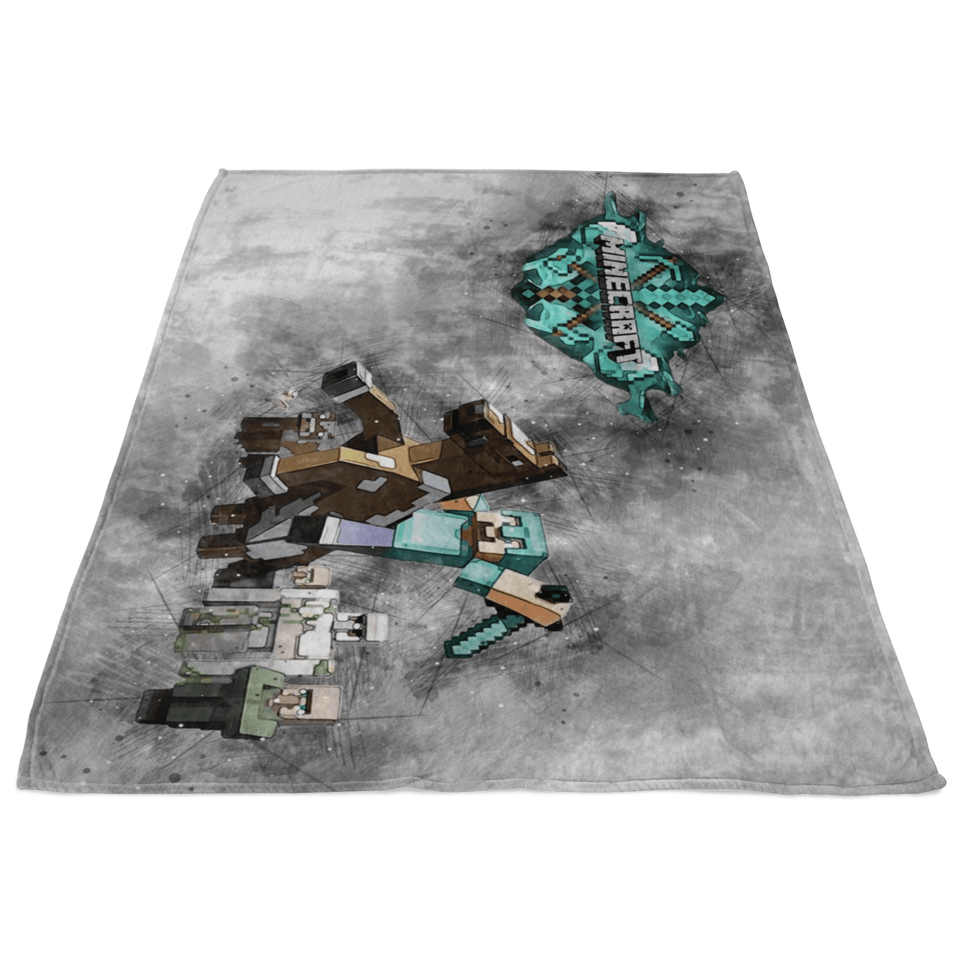Minecraft Fleece Blanket Steve Diamond Grey Blanket LS0770 - Lusy Store