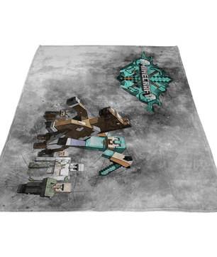 Minecraft Fleece Blanket Steve Diamond Grey Blanket LS0770 - Lusy Store