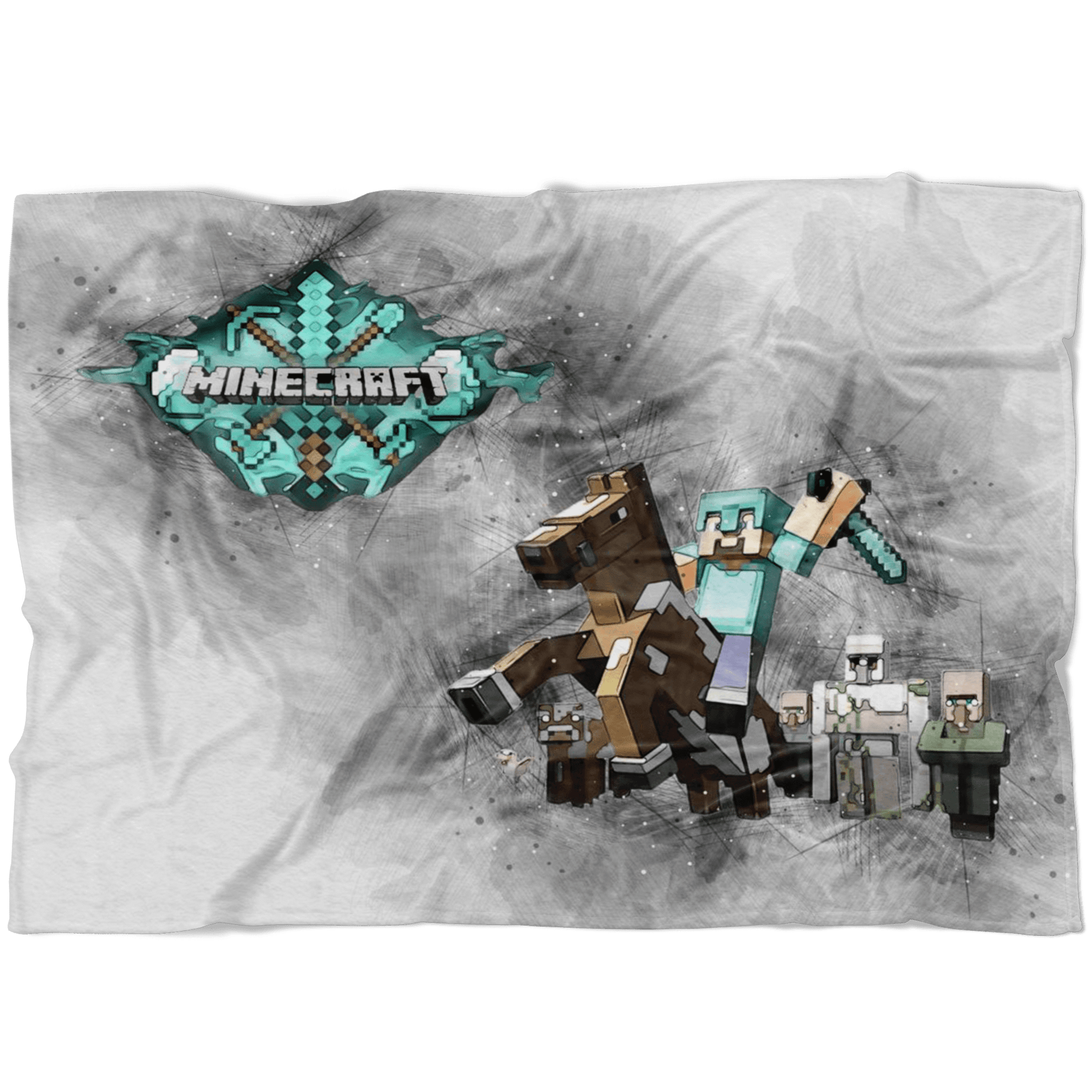 Minecraft Fleece Blanket Steve Diamond Grey Blanket LS0770 - Lusy Store